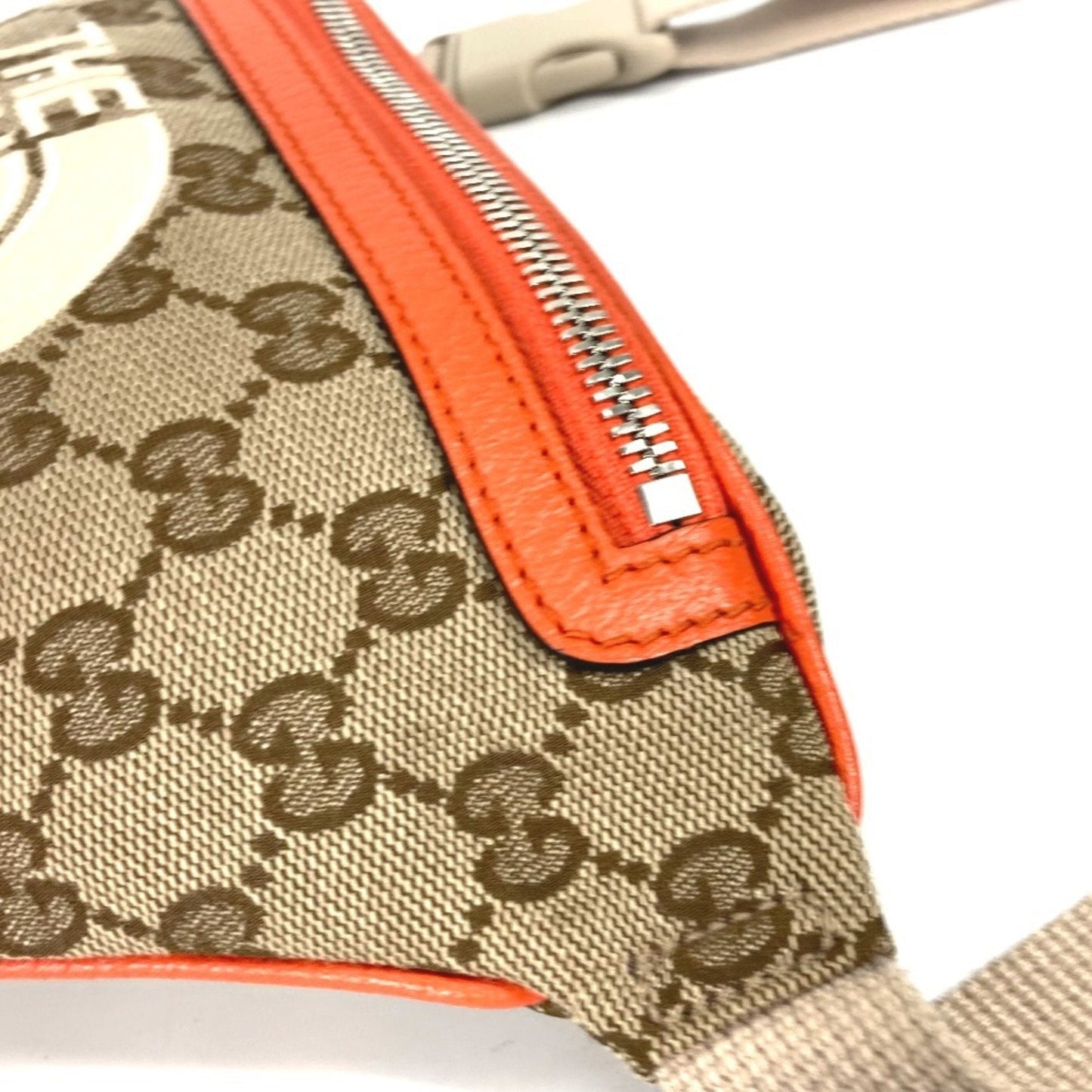Gucci Beige Orange Leather Canvas Sling Bag ( )