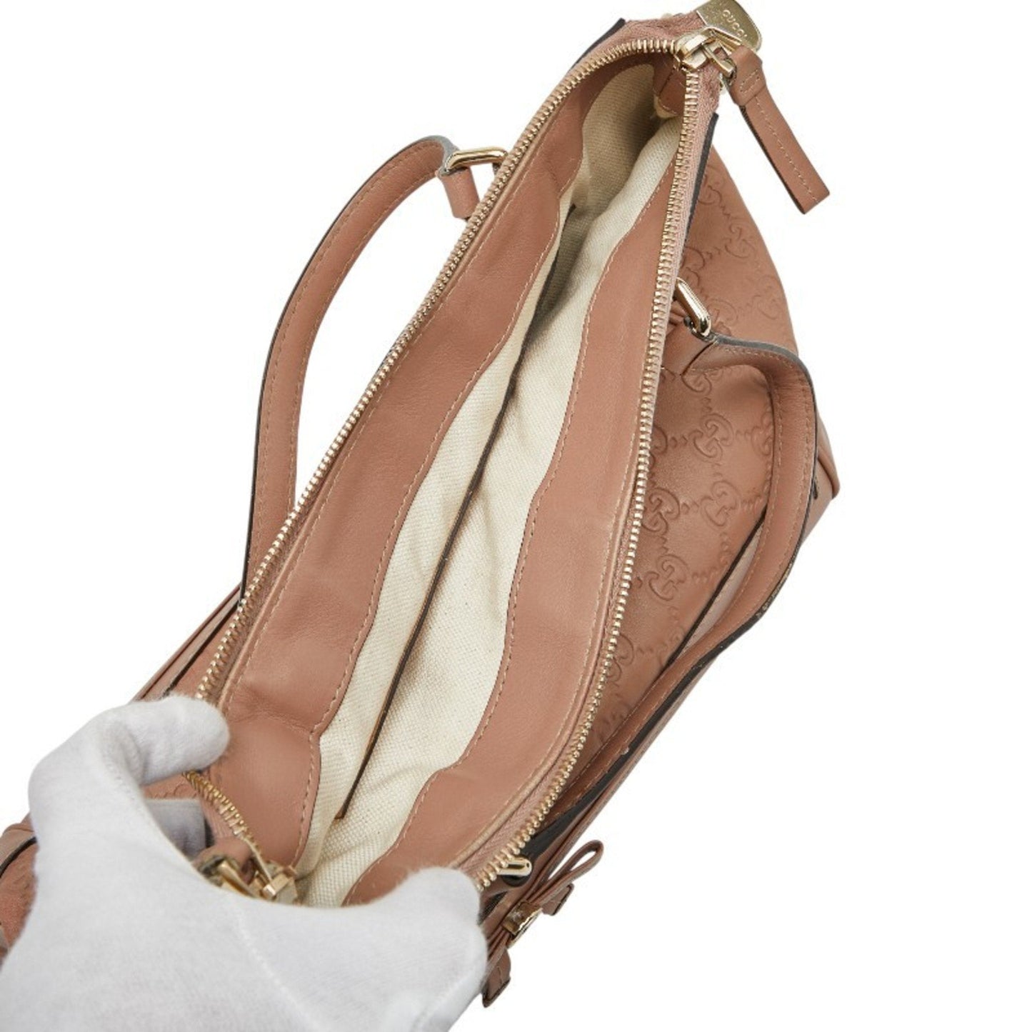 Gucci Pink Beige Leather Handbag Shoulder Bag ( )