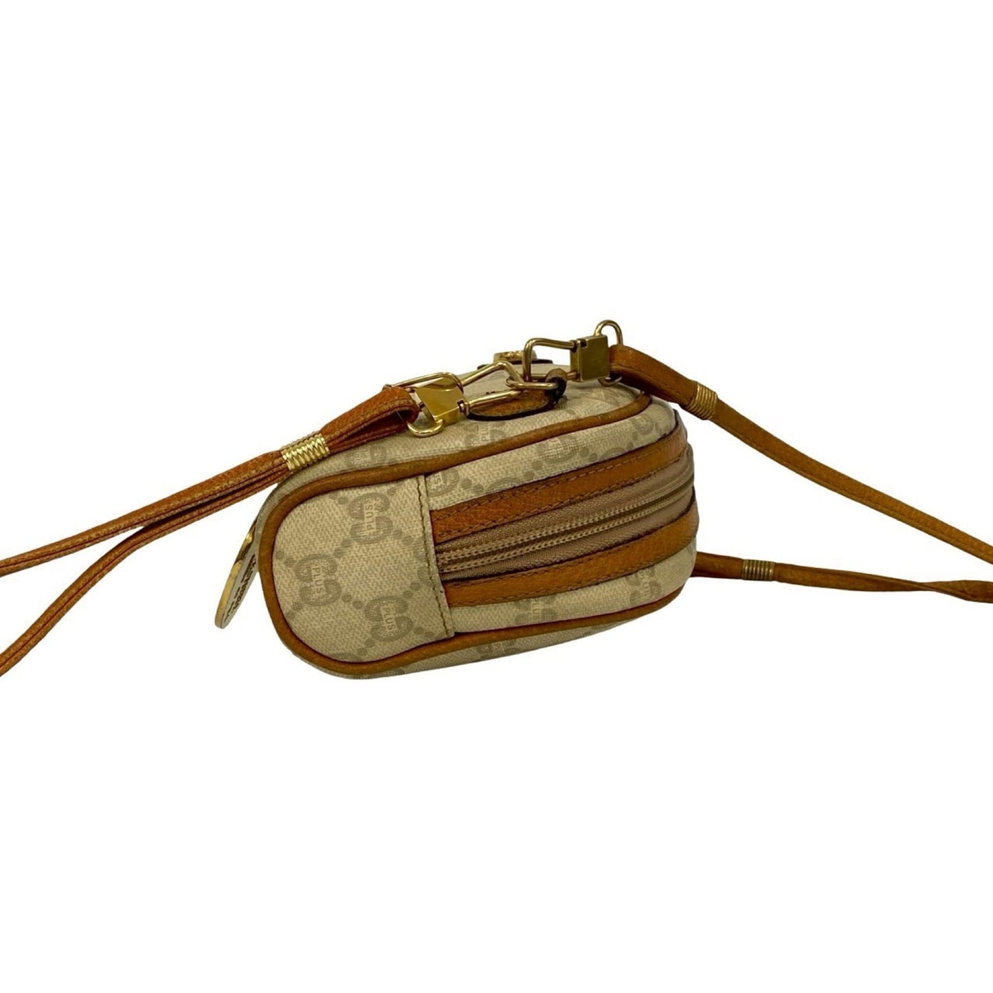 Gucci Beige Brown Leather Pvc Pochette Shoulder Bag ( )