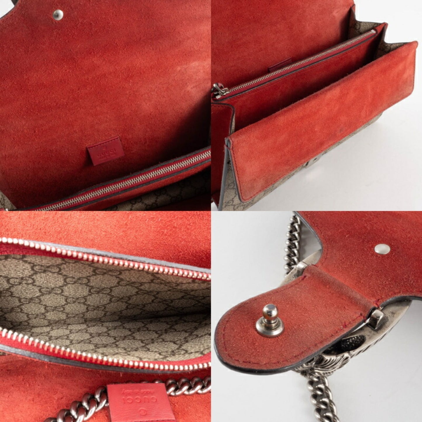 Gucci Beige Red Color Gg Supreme Leather Shoulder Bag ( )