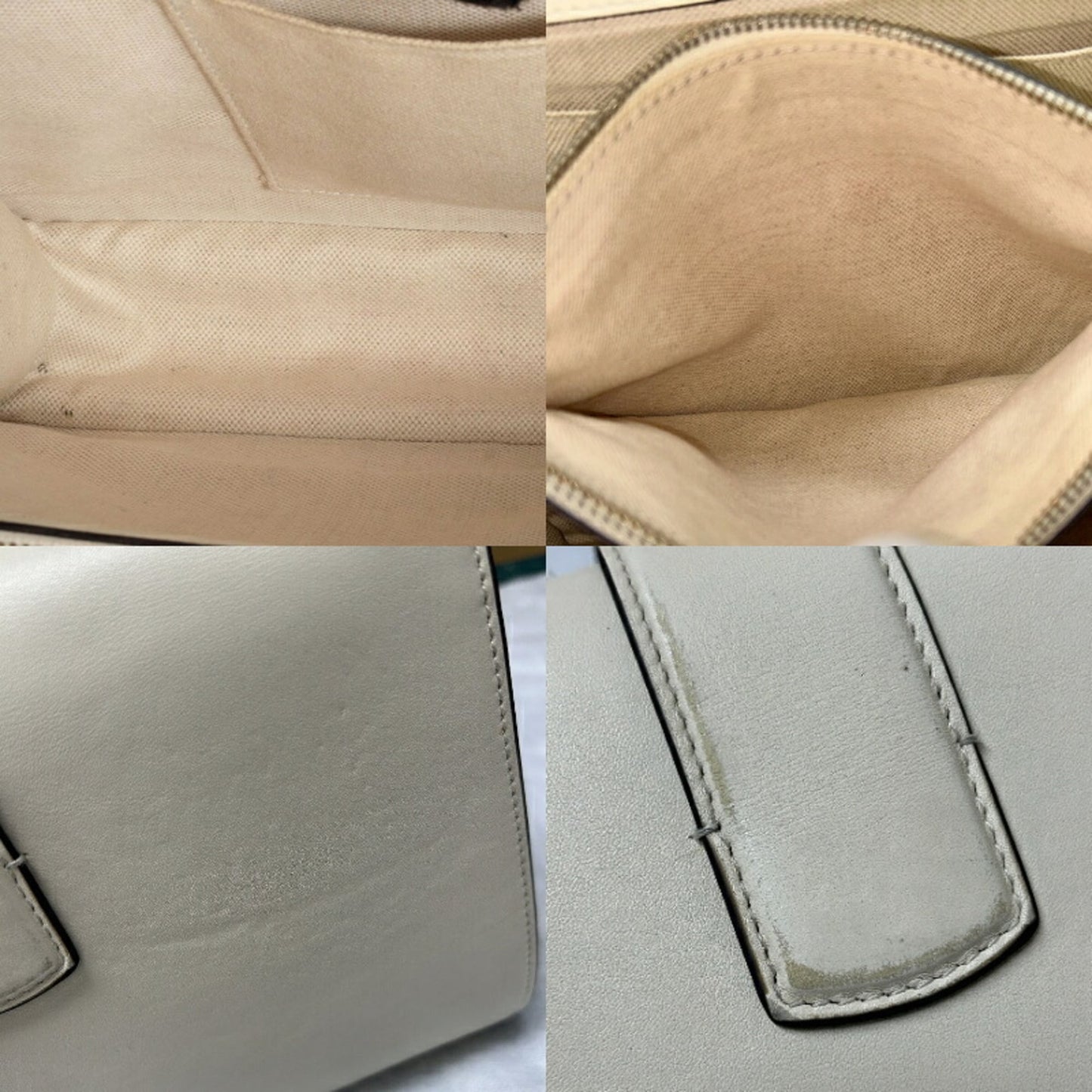 Gucci Ivory Navy Red Color Bamboo Leather Shoulder Bag ( )