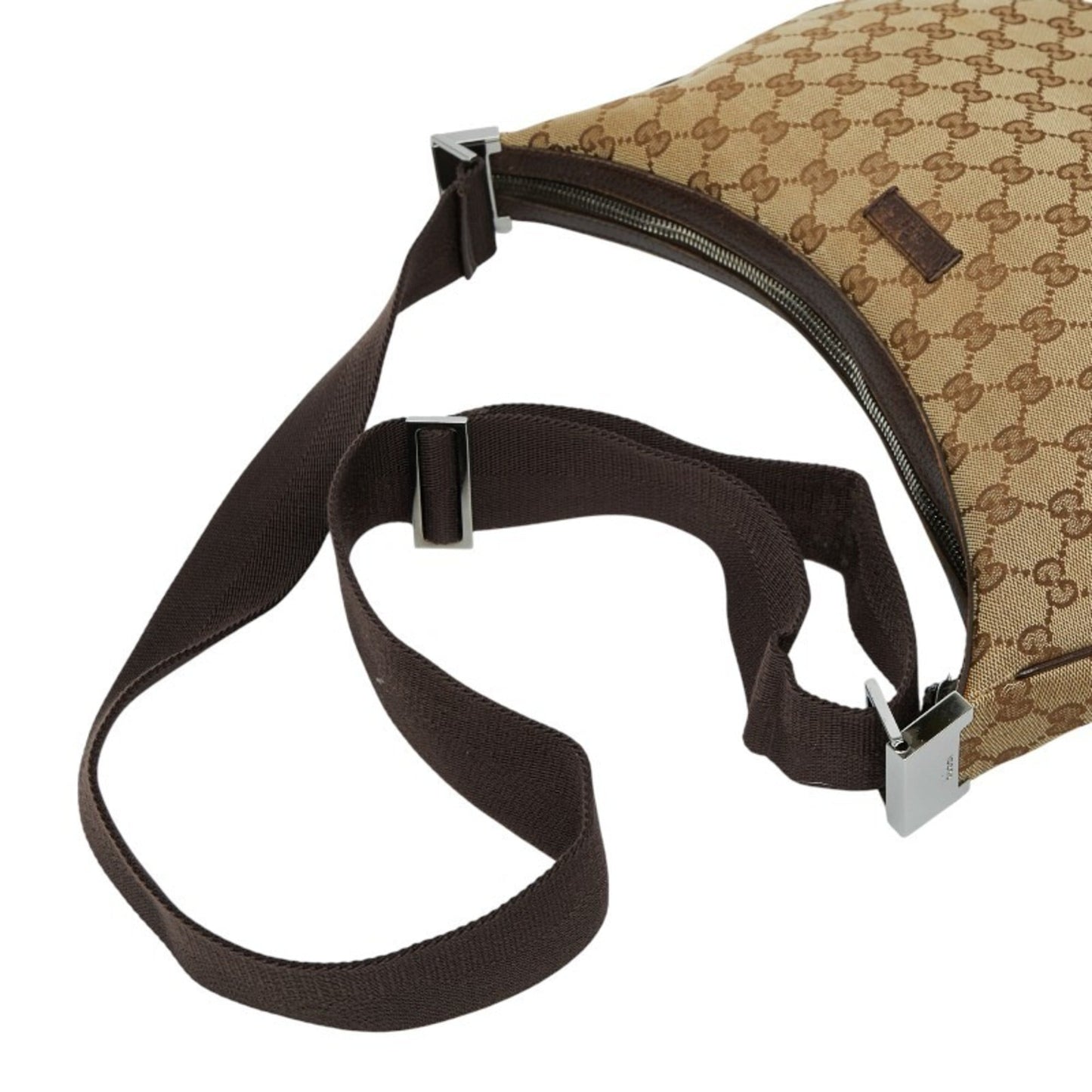 Gucci Beige Brown Canvas Leather Shoulder Bag ( )