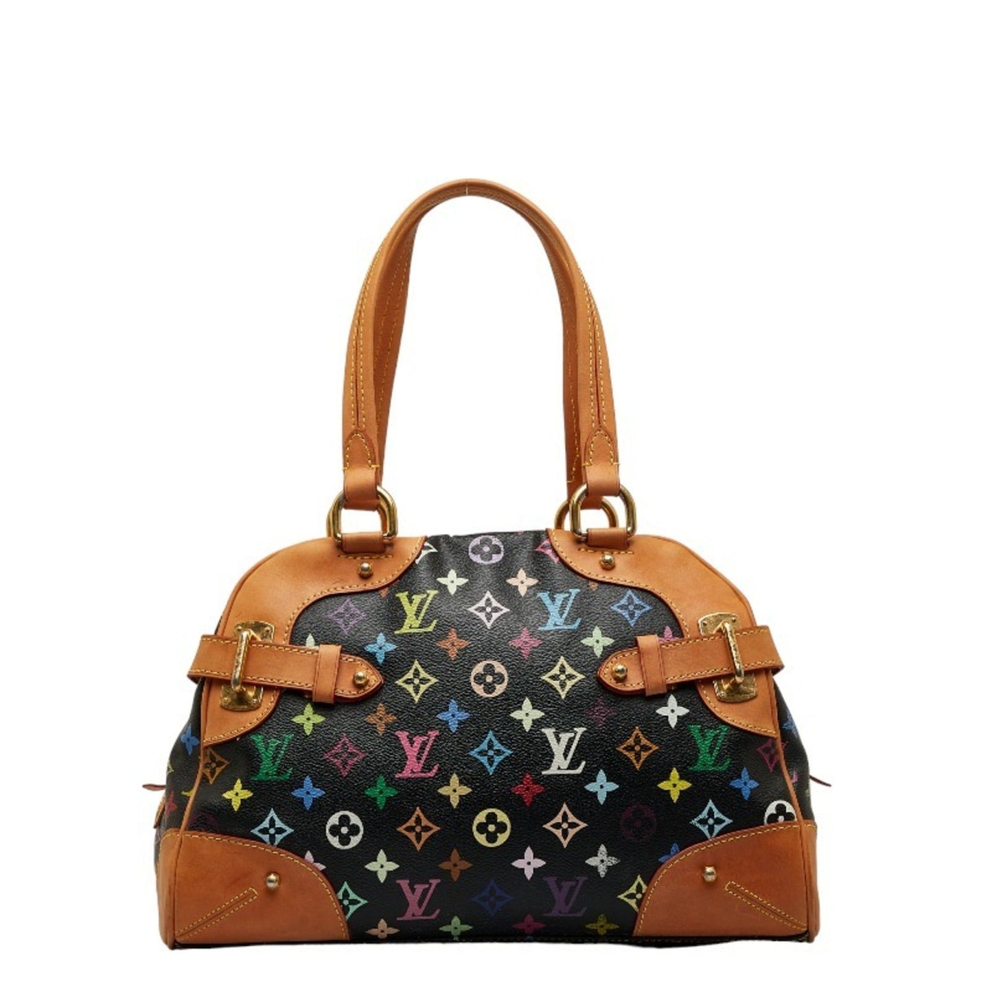 LOUIS VUITTON Monogram Multicolor Claudia Handbag M40194 Noir Black PVC Leather Women's