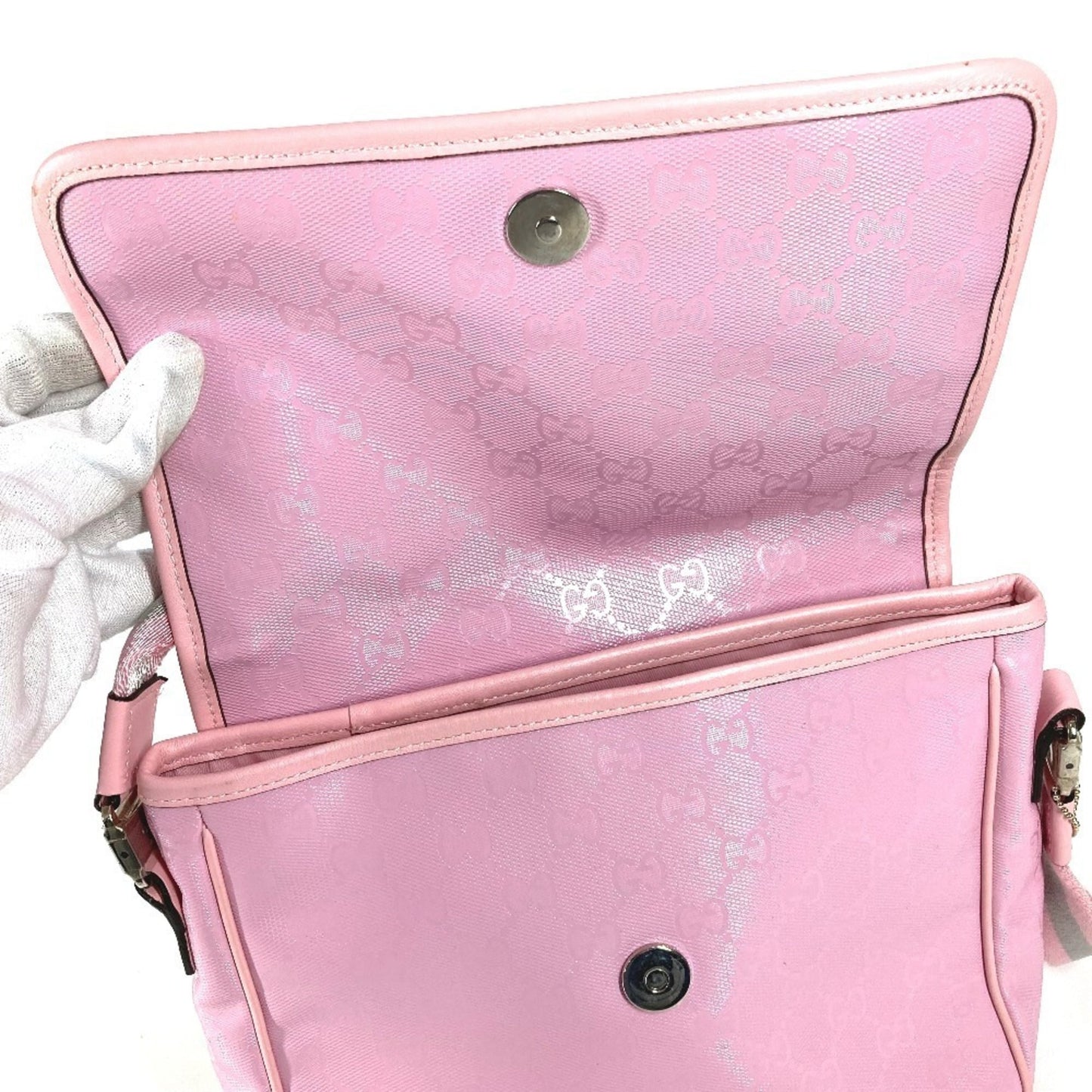 Gucci Gg ImprimÃ© Pink Gg ImprimÃ© Leather Messenger Bag Shoulder Bag ( )