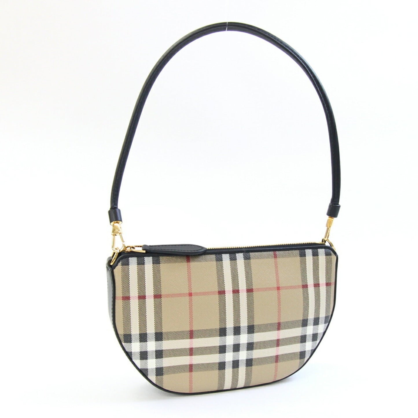 Burberry Beige Black Pvc Leather Clutch Bag Pouch ( )