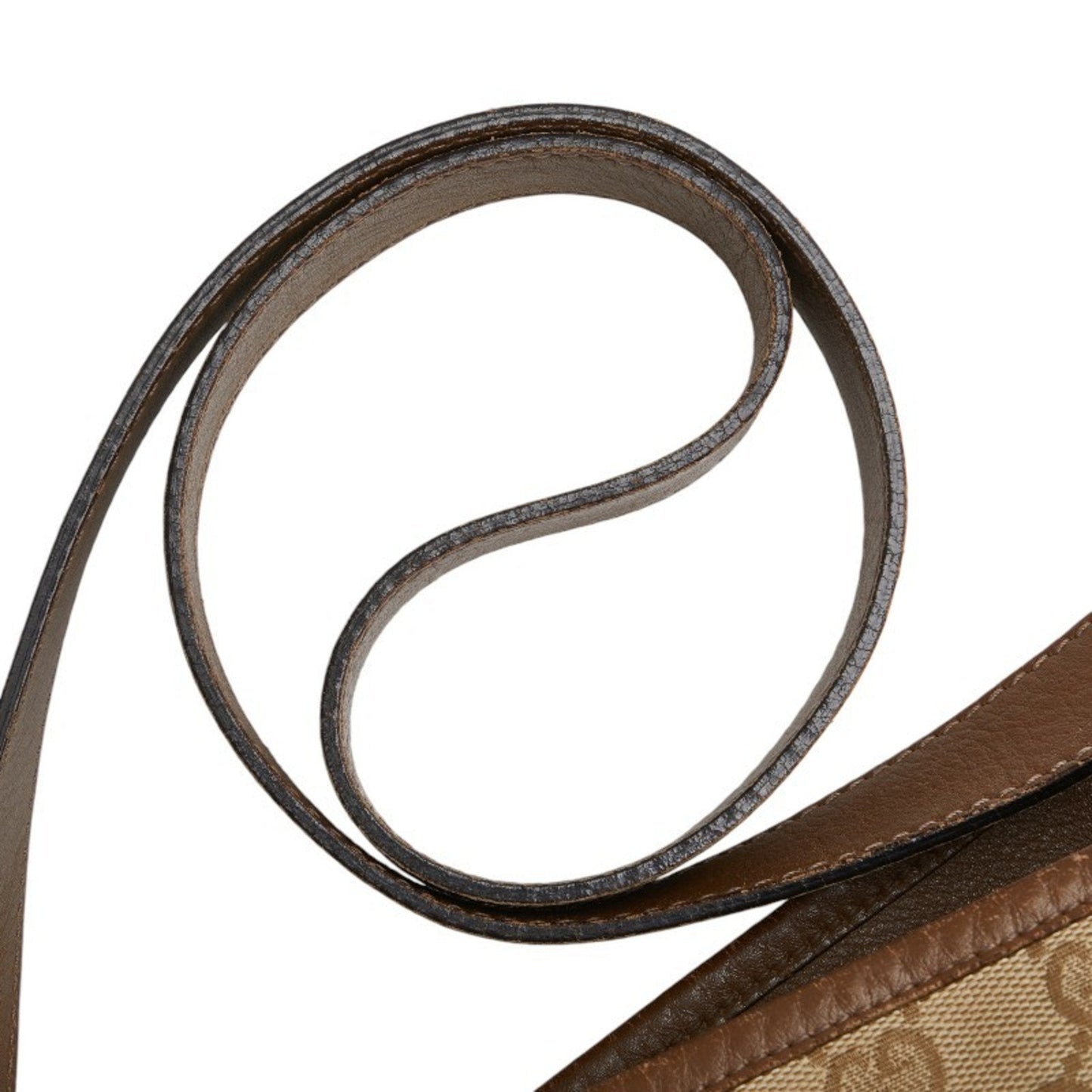 Gucci Beige Brown Canvas Leather Shoulder Bag ( )