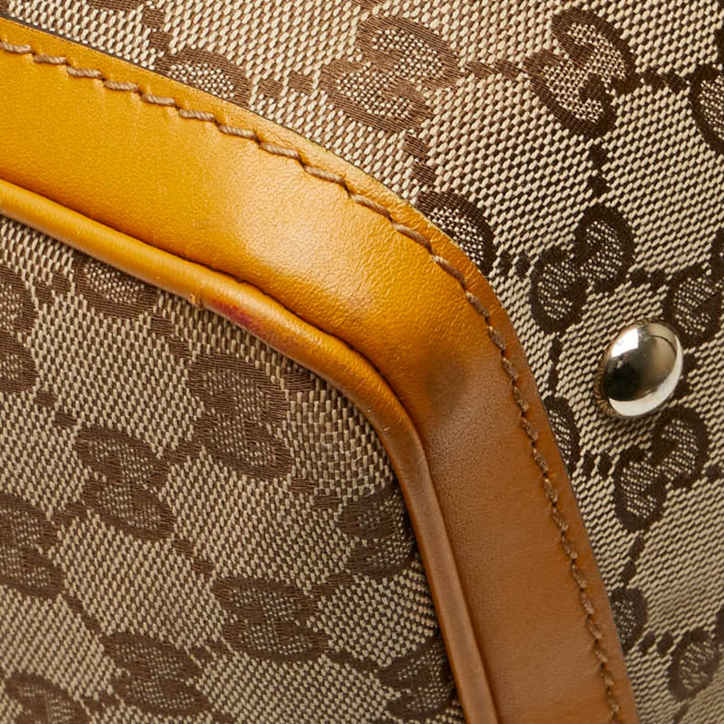 Gucci Beige Yellow Canvas Leather Shoulder Bag ( )