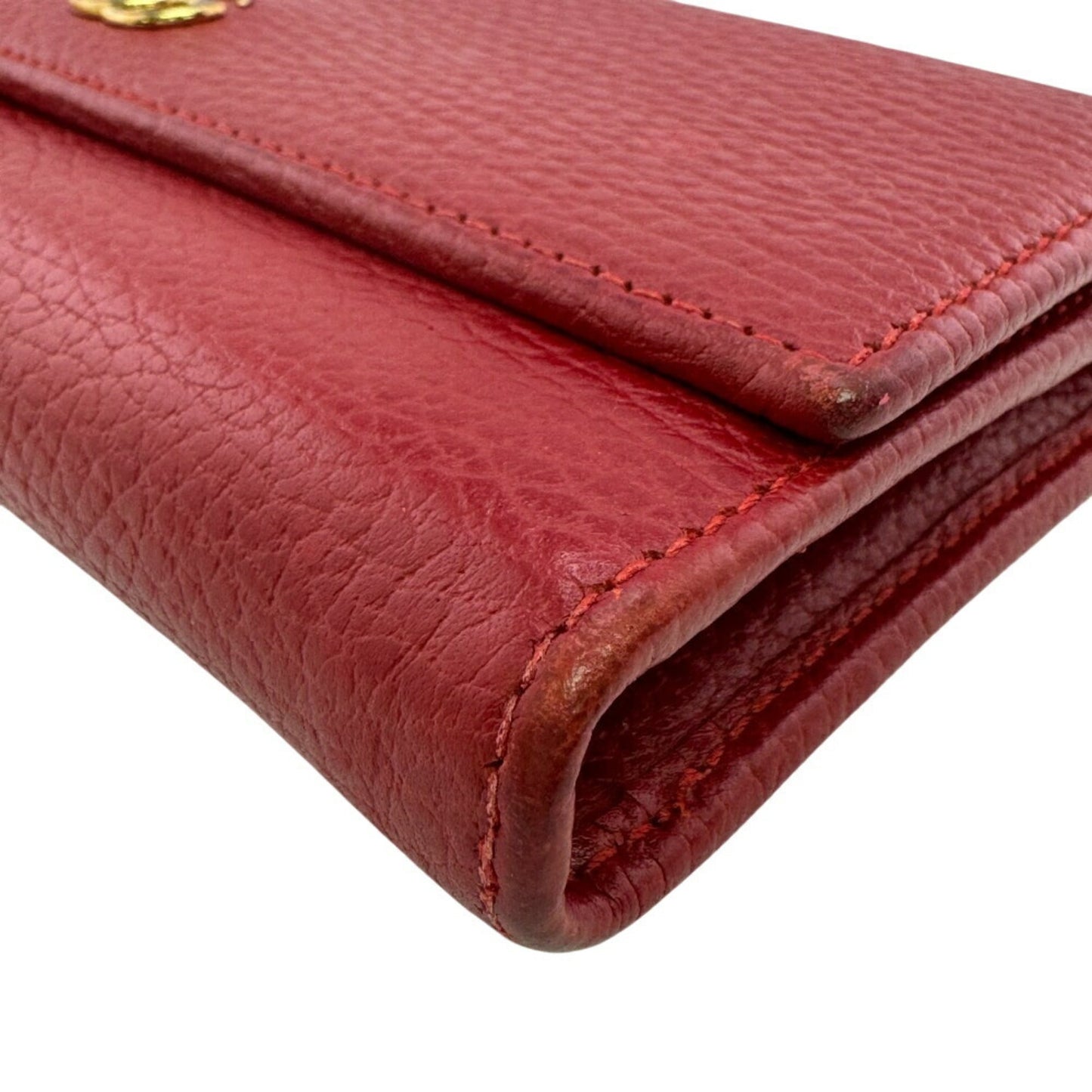 Gucci Red Color Leather Long Wallet (Bi-Fold) ( )