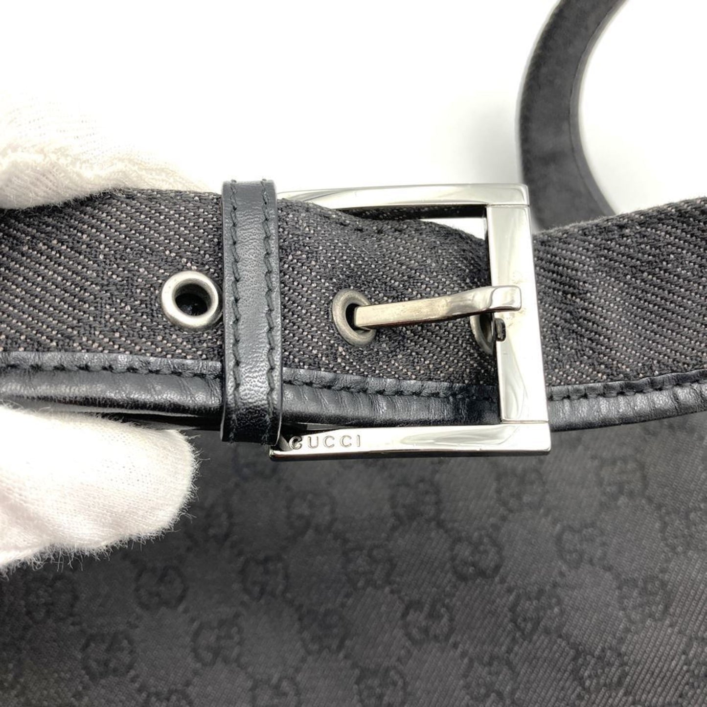 Gucci Black Denim Leather Shoulder Bag ( )