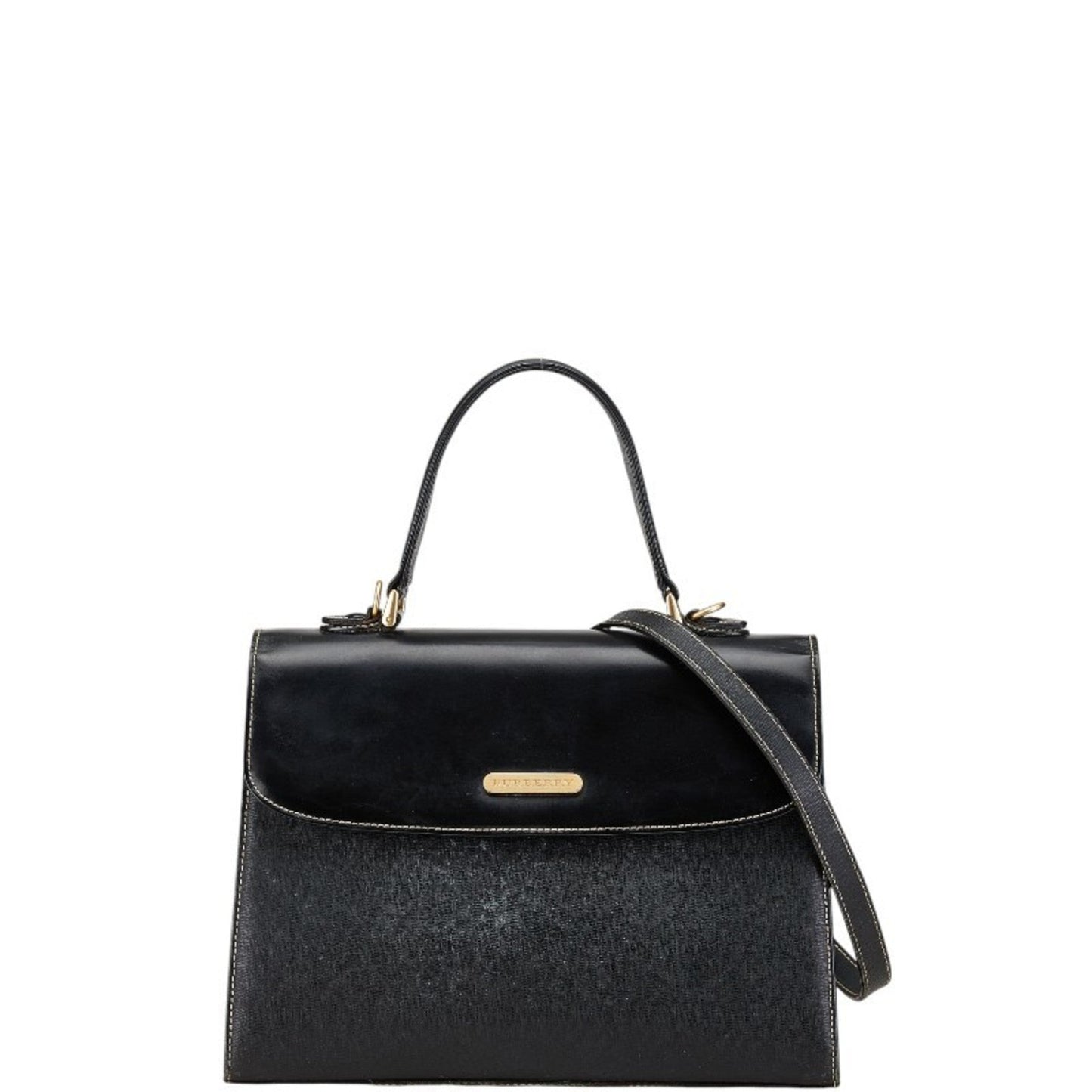 Burberry Black Leather Handbag Shoulder Bag ( )