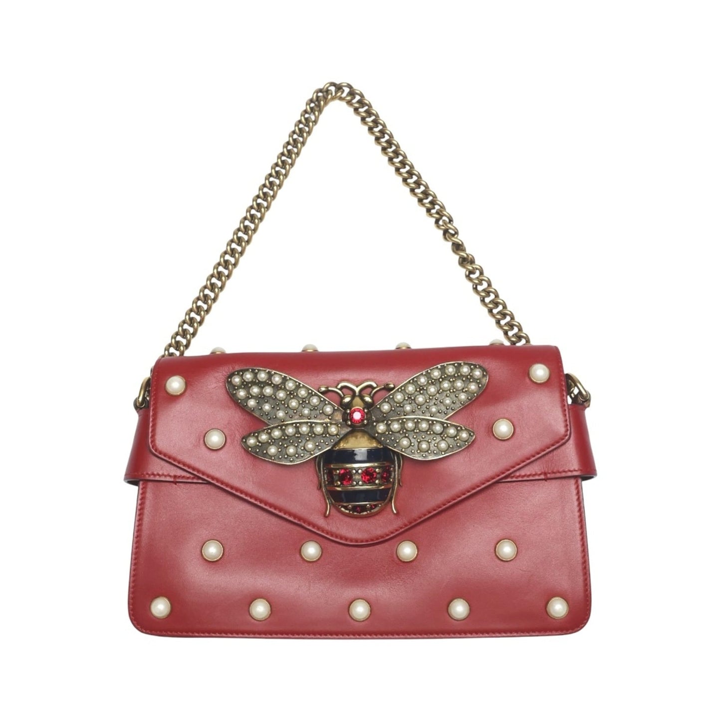 Gucci Red Color Leather Handbag Shoulder Bag ( )