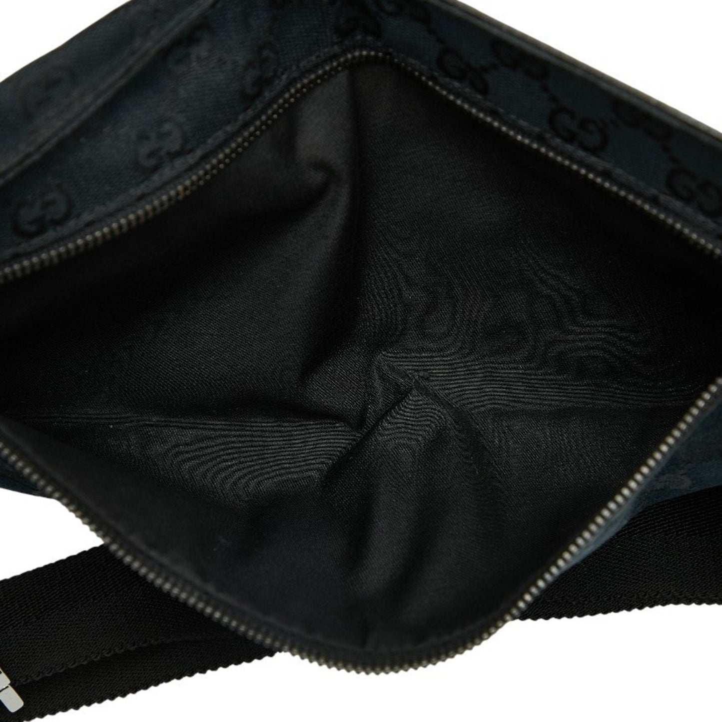 Gucci Black Canvas Leather Fanny Pack Shoulder Bag ( )