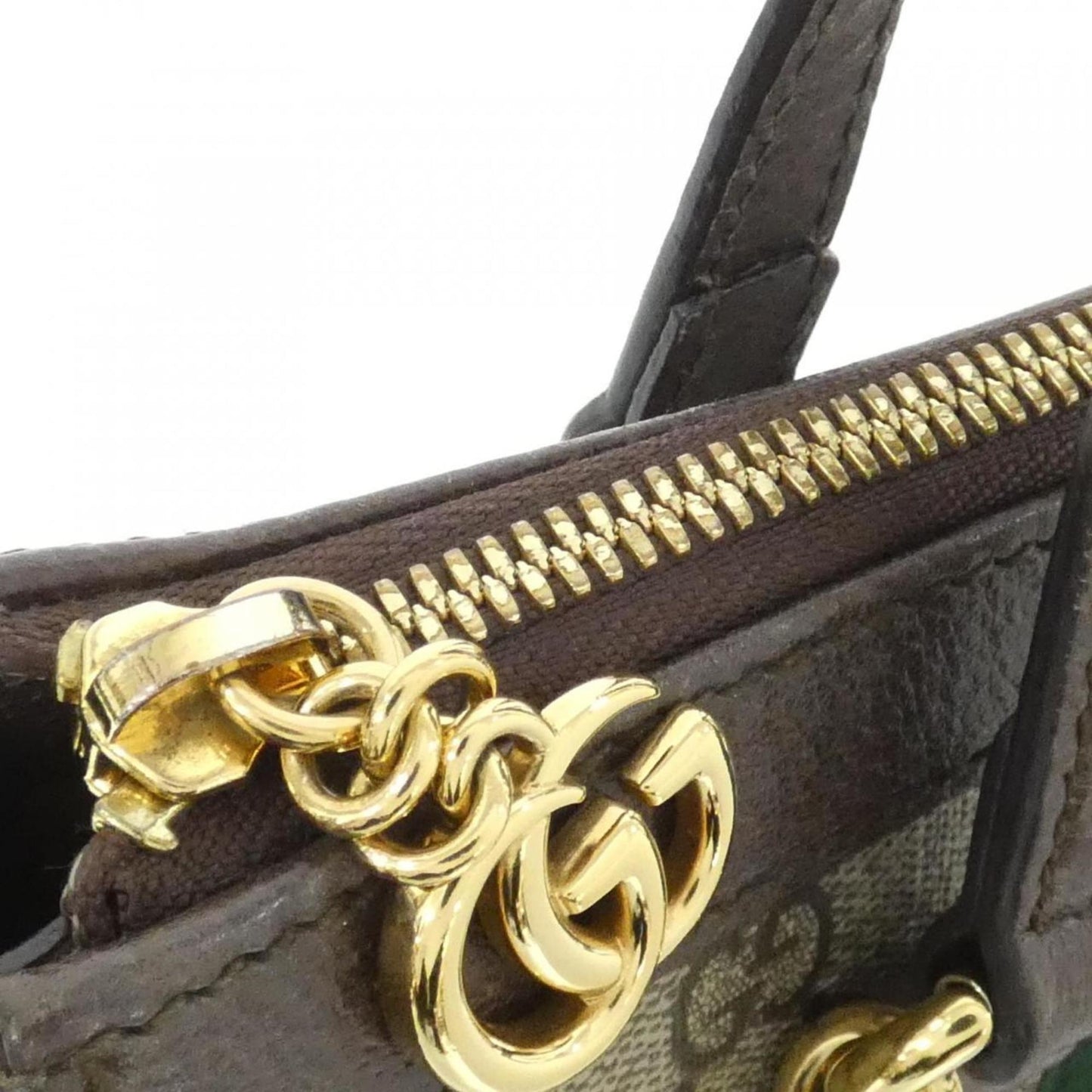 Gucci Beige Brown Gg Supreme Canvas Leather Handbag ( )