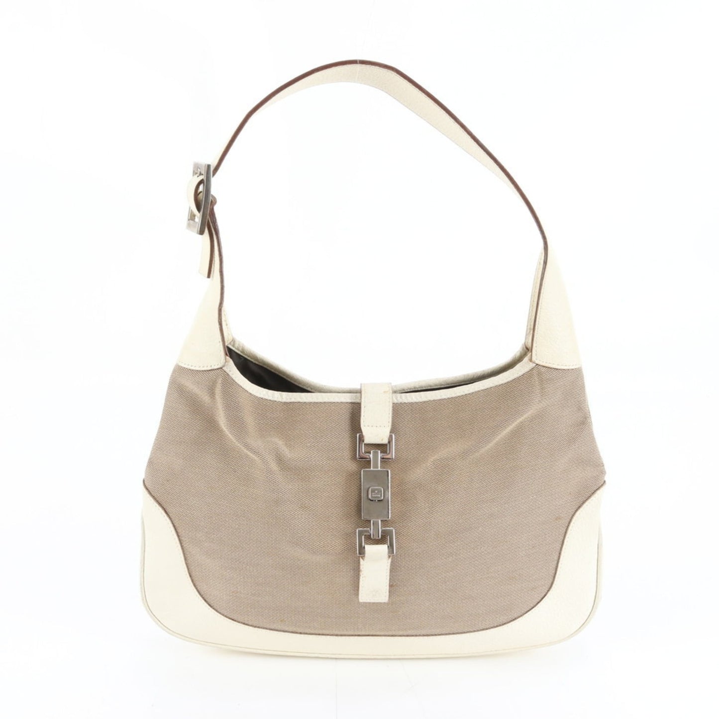 Gucci Beige Leather Canvas Shoulder Bag ( )