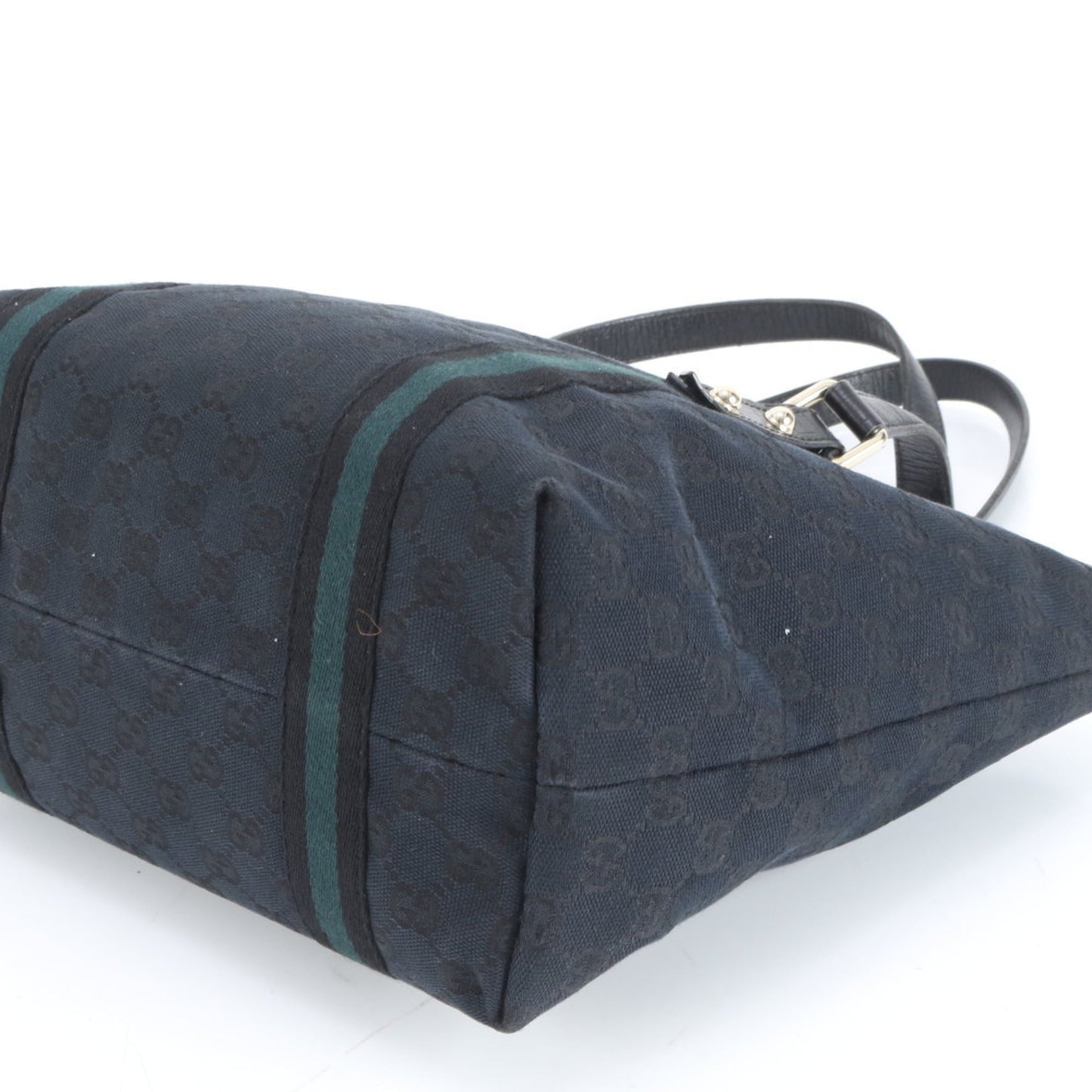 Gucci Black Leather Canvas Tote Bag ( )
