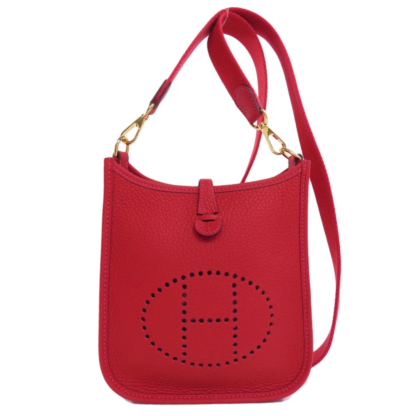 Hermes Red Color Taurillon Clemence Leather Shoulder Bag ( )