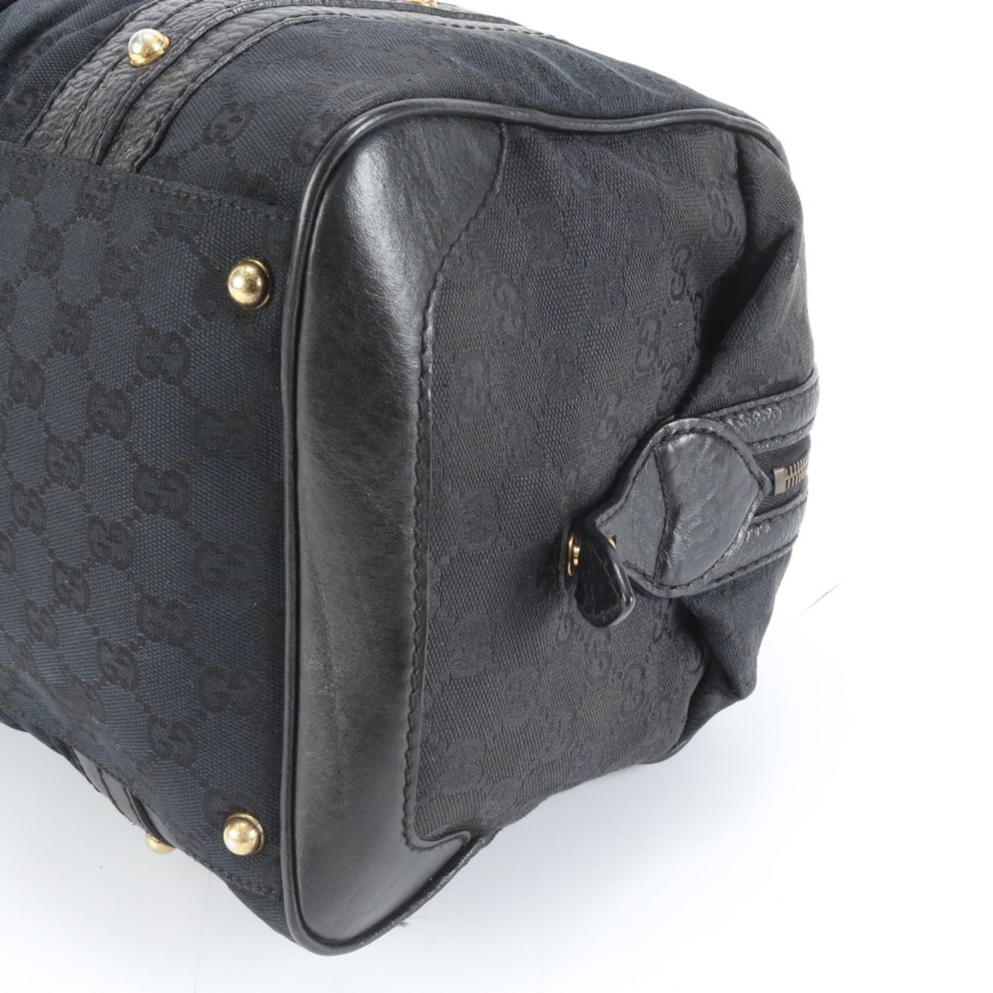 Gucci Black Leather Canvas Tote Bag ( )
