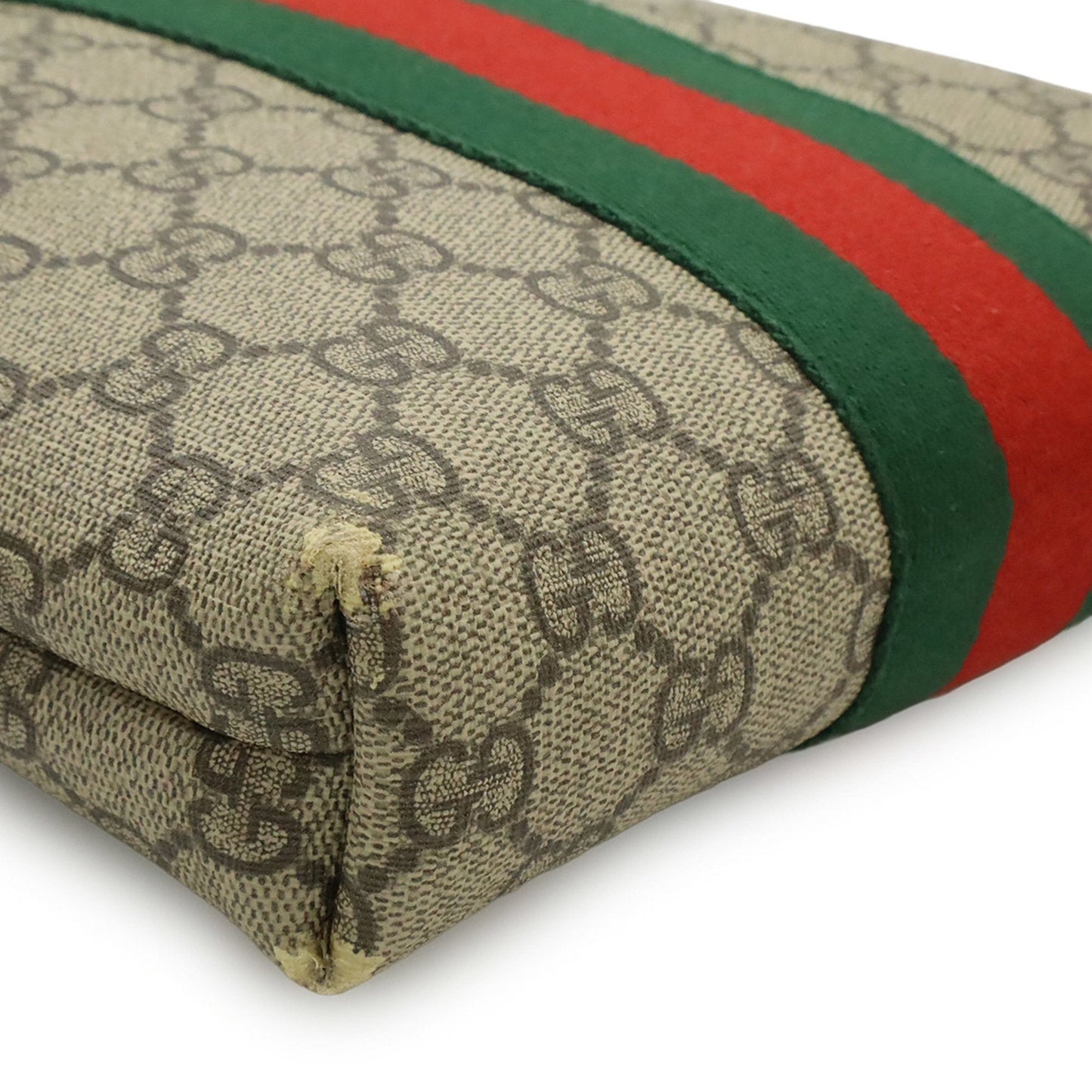 Gucci Beige Black Green Red Color Gg Supreme Leather Shoulder Bag ( )