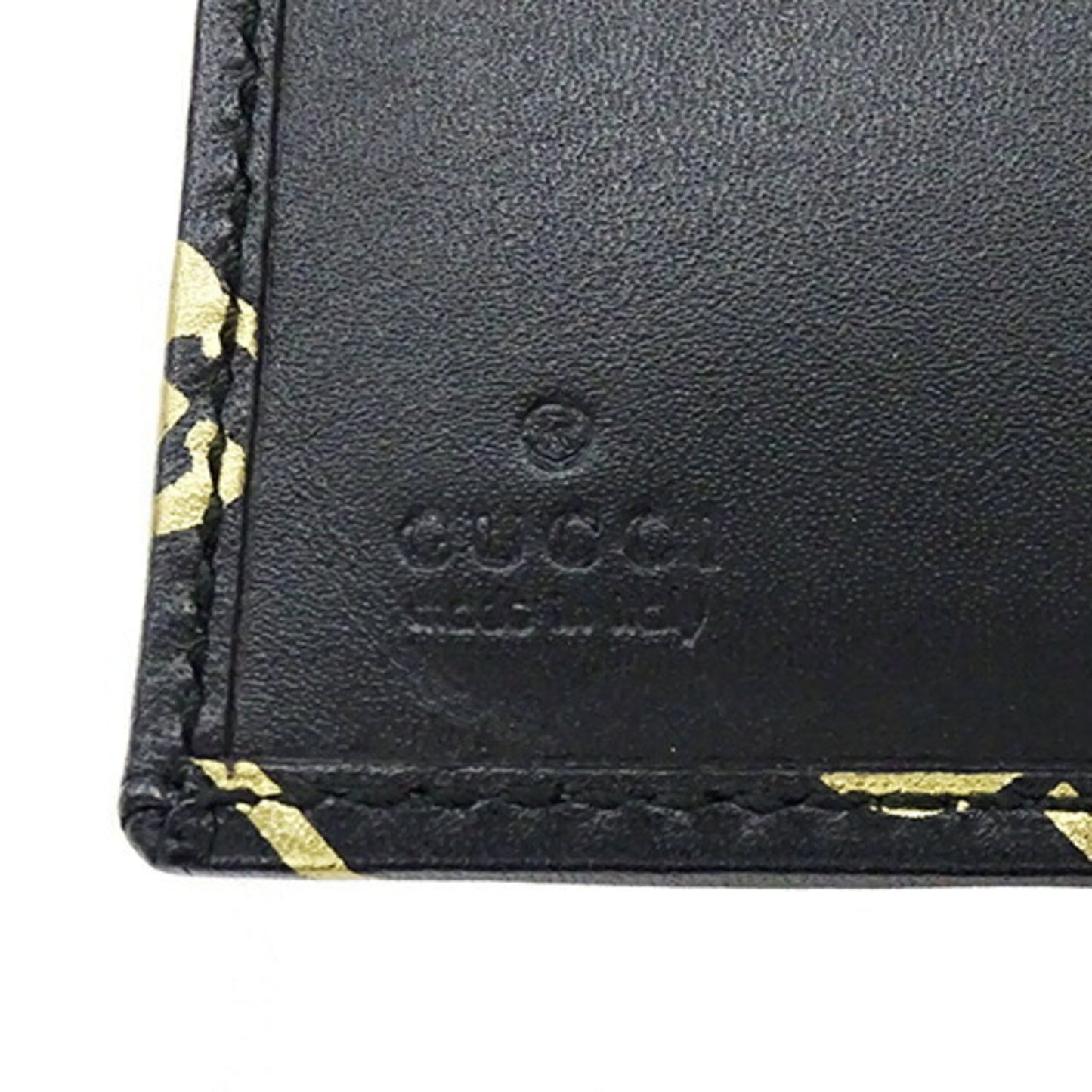 Gucci Gold Black Leather Wallet (Tri-Fold) ( )