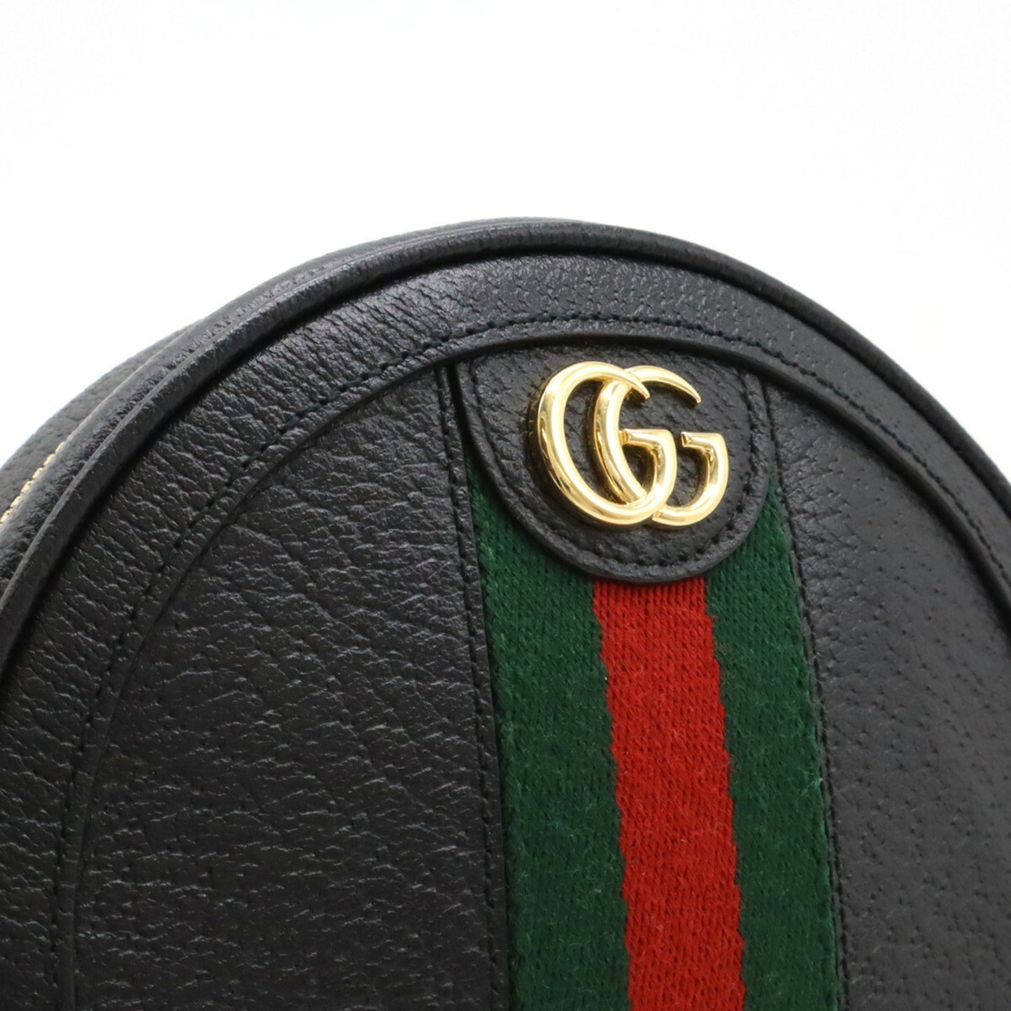 Gucci Sherry Line Black Green Red Color Leather Backpack ( )