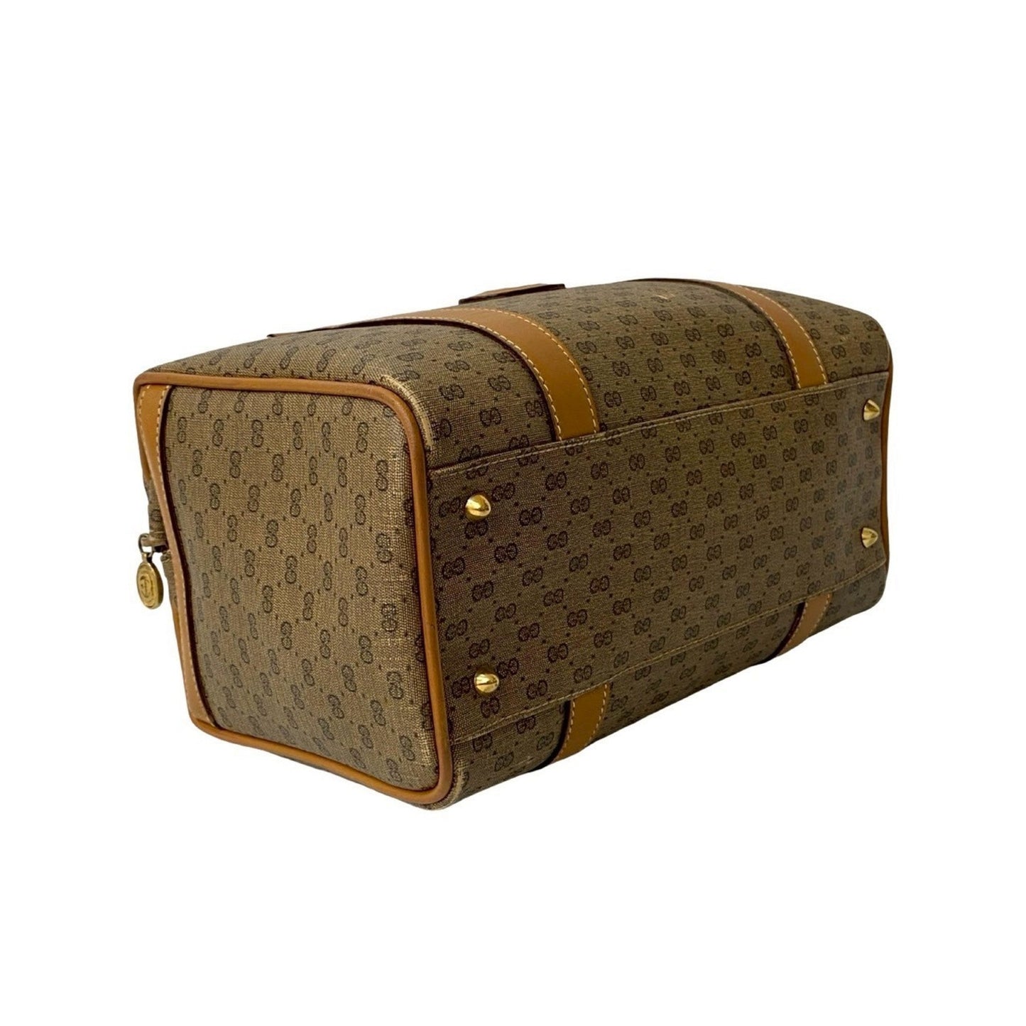 Gucci Brown Leather Pvc Boston Bag Handbag ( )