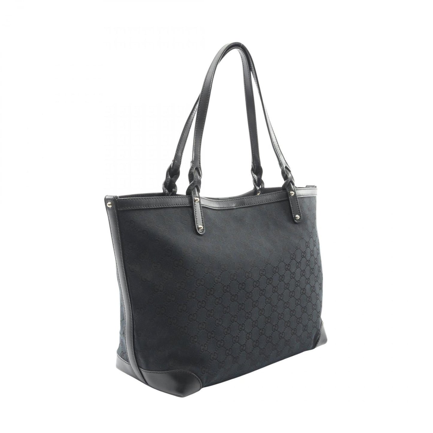 Gucci Black Canvas Leather Tote Bag ( )