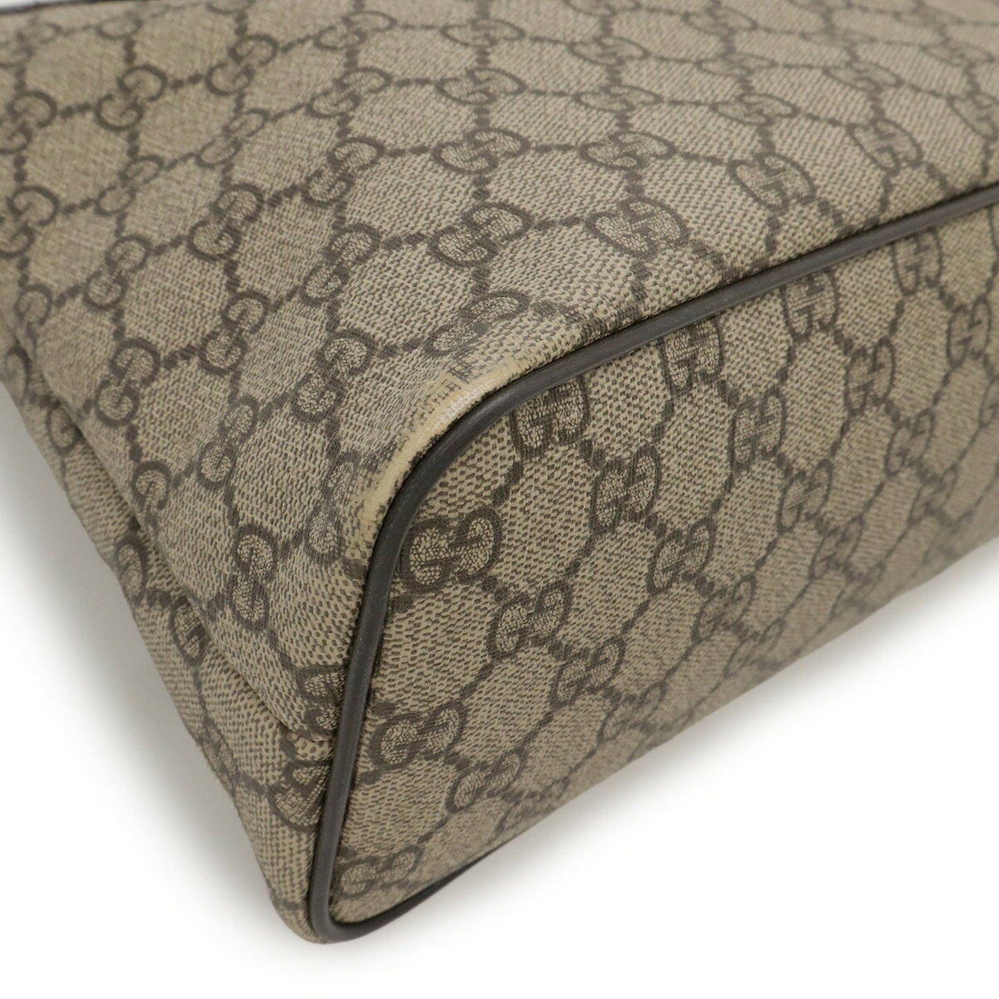 Gucci Beige Dark Brown Gg Supreme Leather Handbag Shoulder Bag Tote Bag ( )