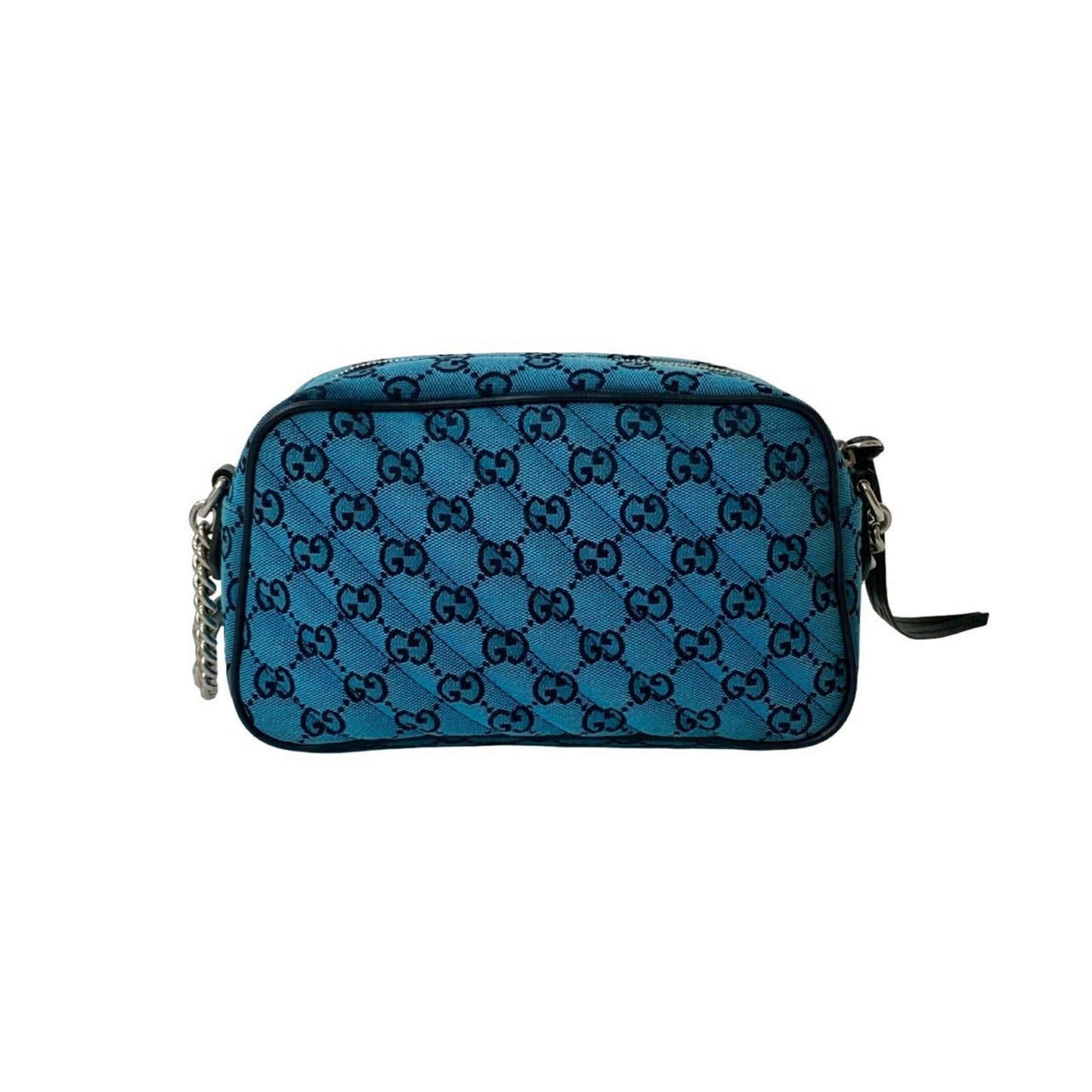 Gucci Blue Navy Canvas Leather Pochette Shoulder Bag ( )