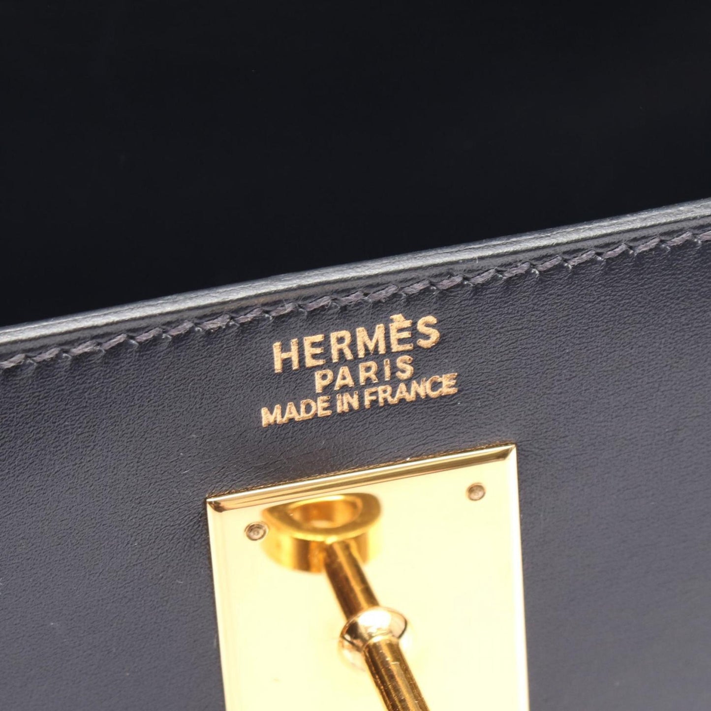 Hermes Navy Box Calf Leather Handbag ( )