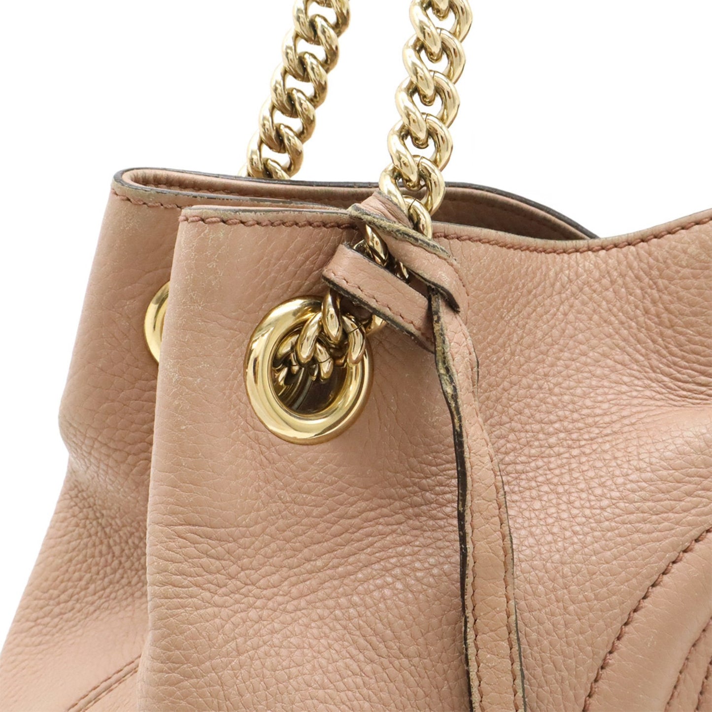 Gucci Pink Leather Shoulder Bag Tote Bag ( )