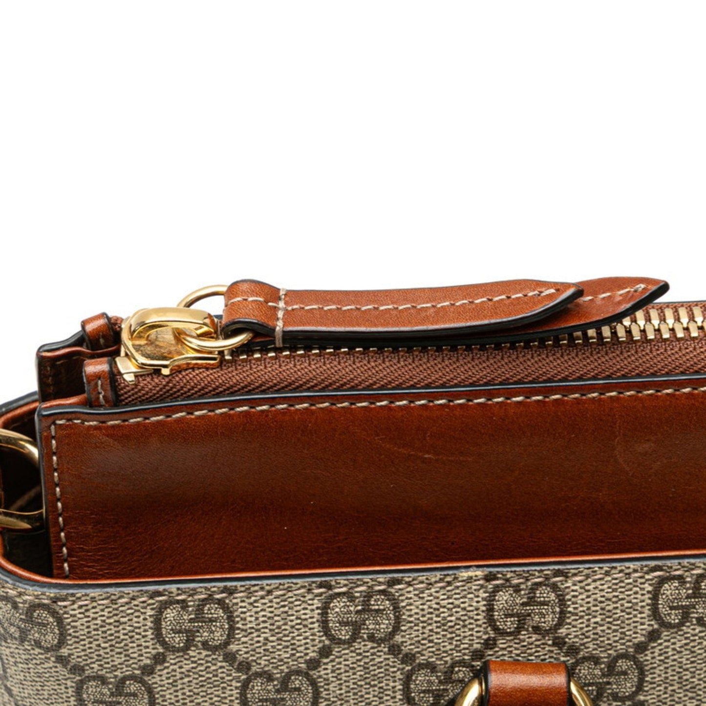 Gucci Beige Brown Pvc Leather Handbag Shoulder Bag ( )