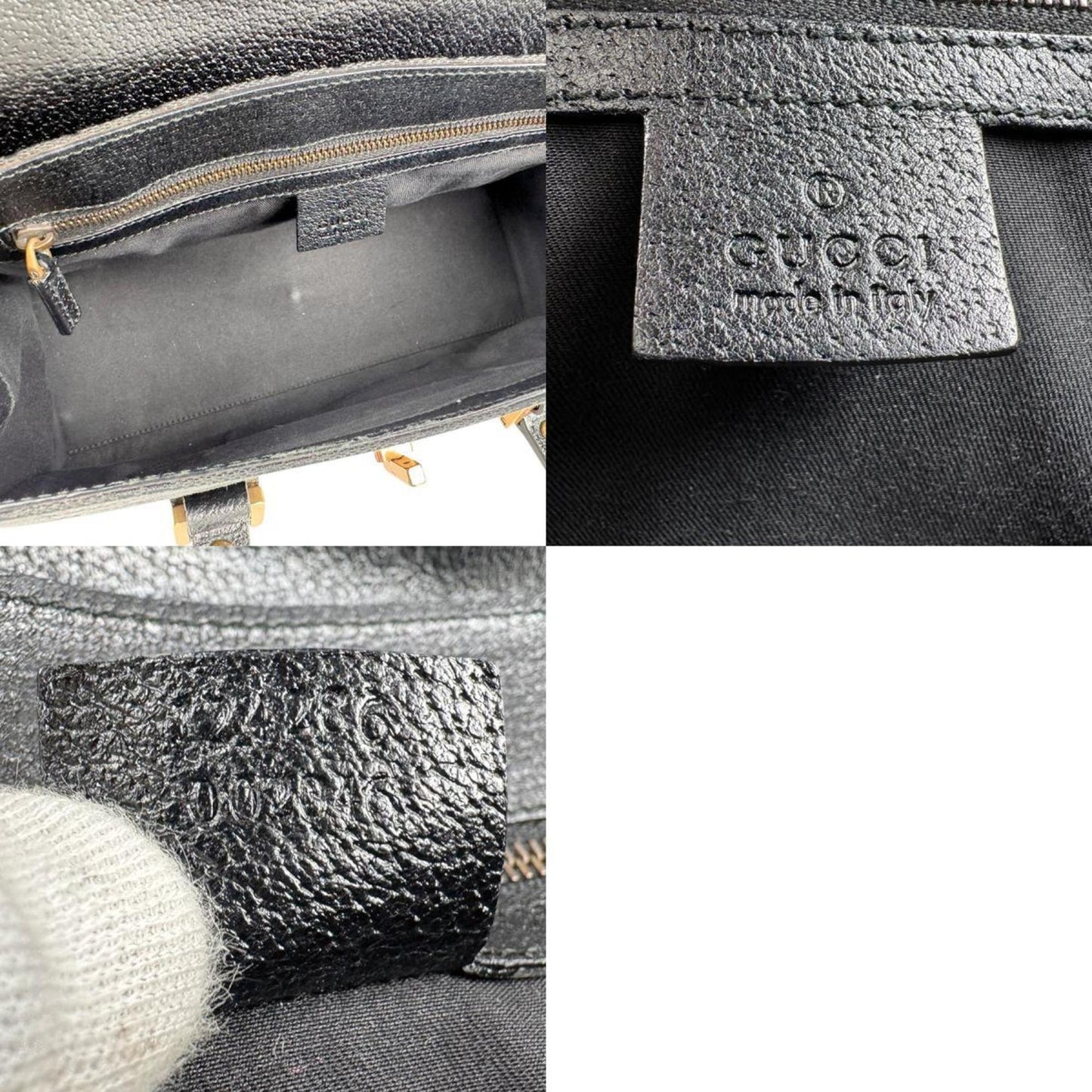 Gucci Black Gg Canvas Leather Handbag ( )