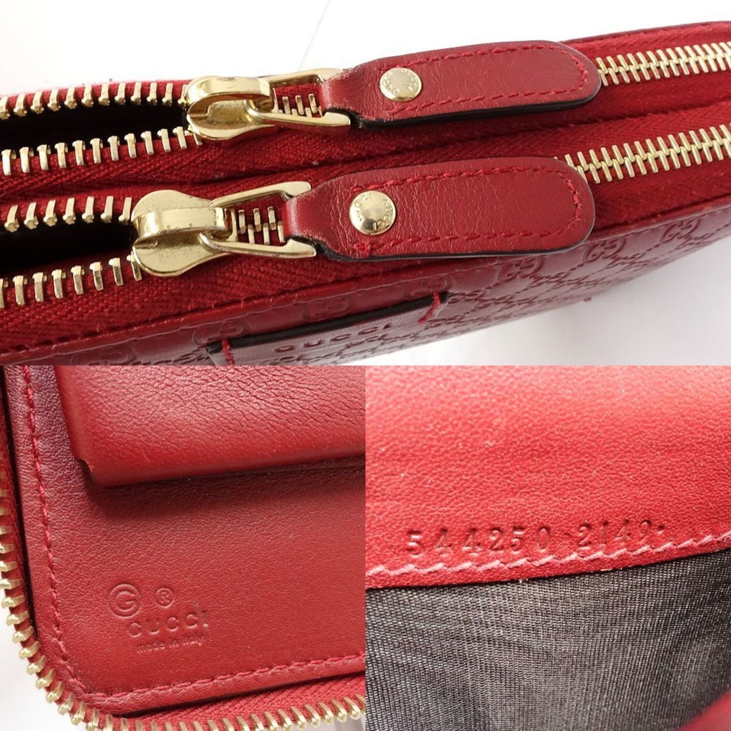 Gucci Red Color Leather Long Wallet (Bi-Fold) ( )