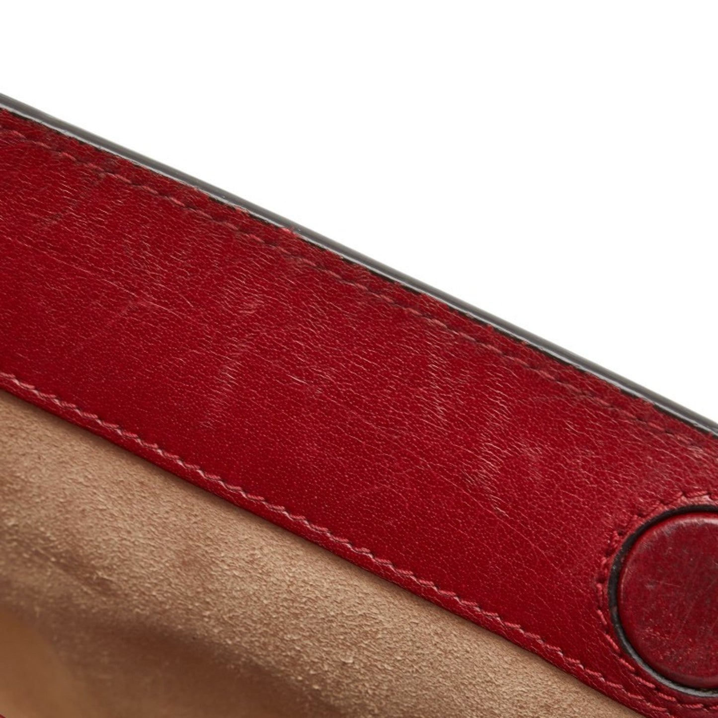 Gucci Navy Red Color Leather Suede Shoulder Bag ( )