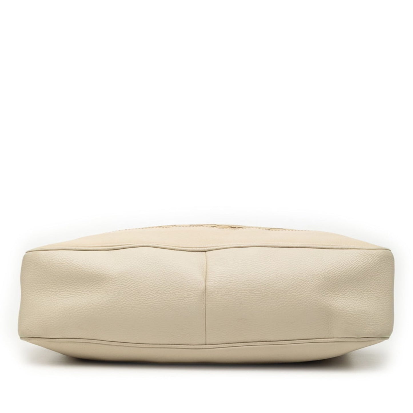 Gucci Beige White Canvas Leather Shoulder Bag ( )