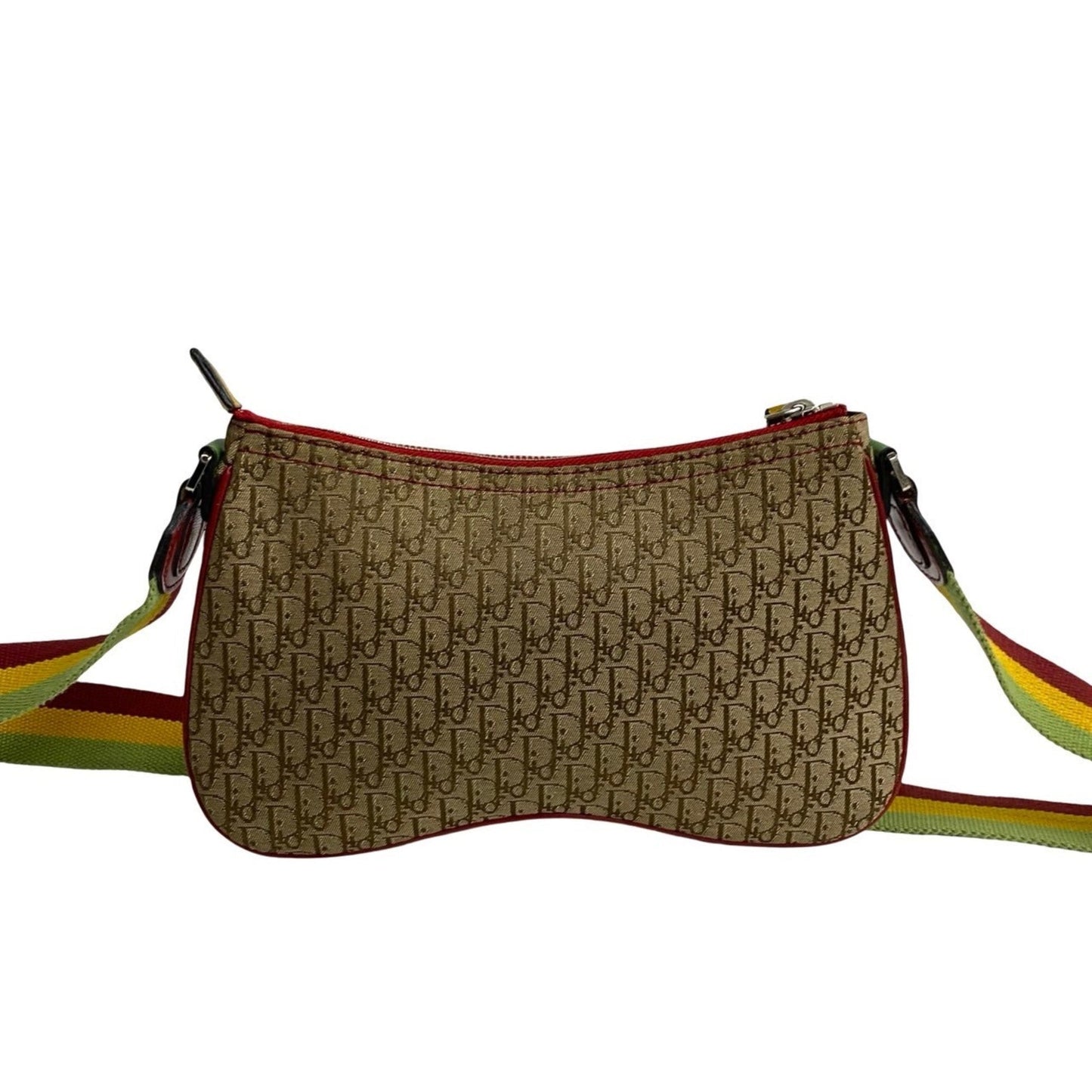 Christian Dior Beige Leather Canvas Pochette Saddle Bag Shoulder Bag ()
