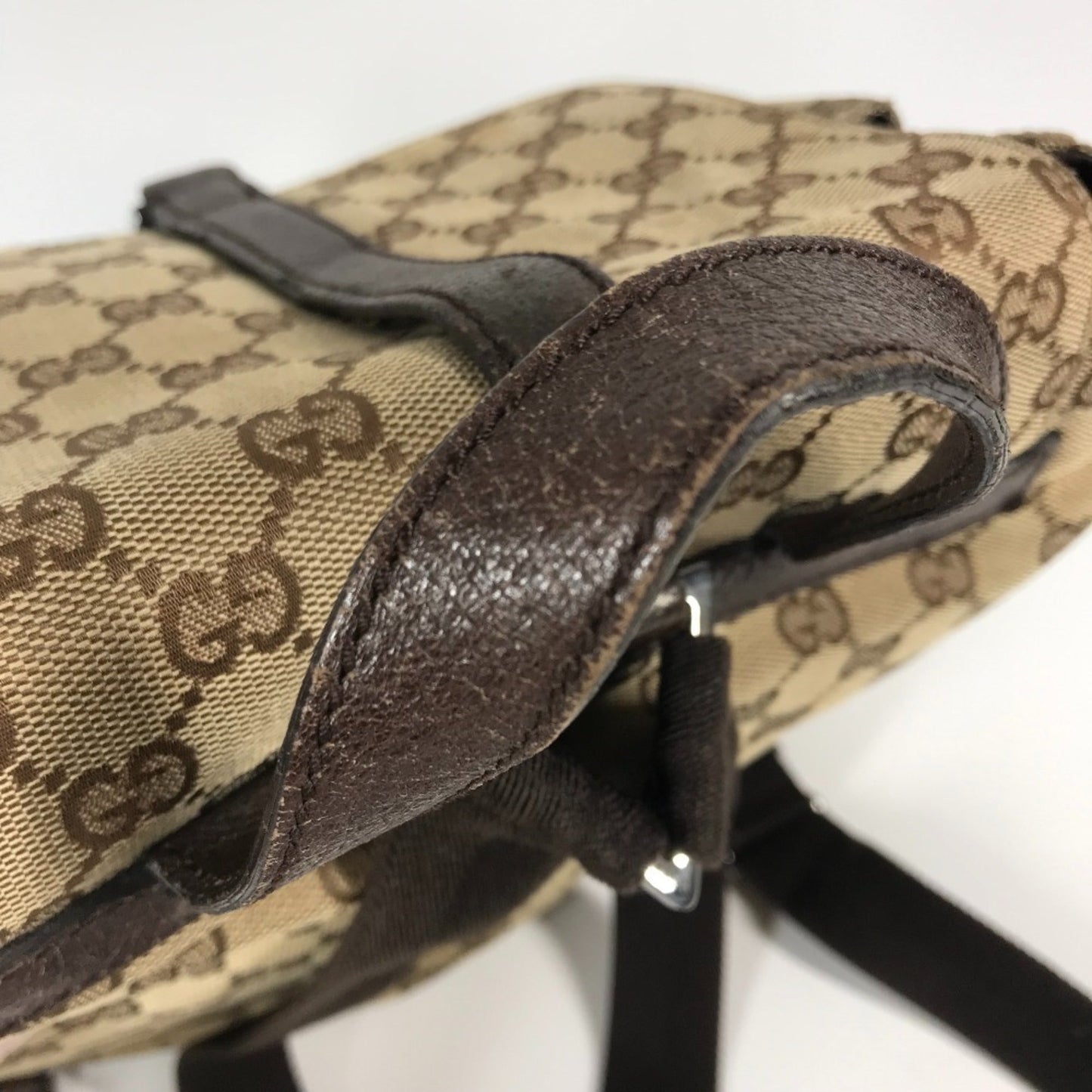 Gucci Beige Dark Brown Gg Canvas Backpack ( )