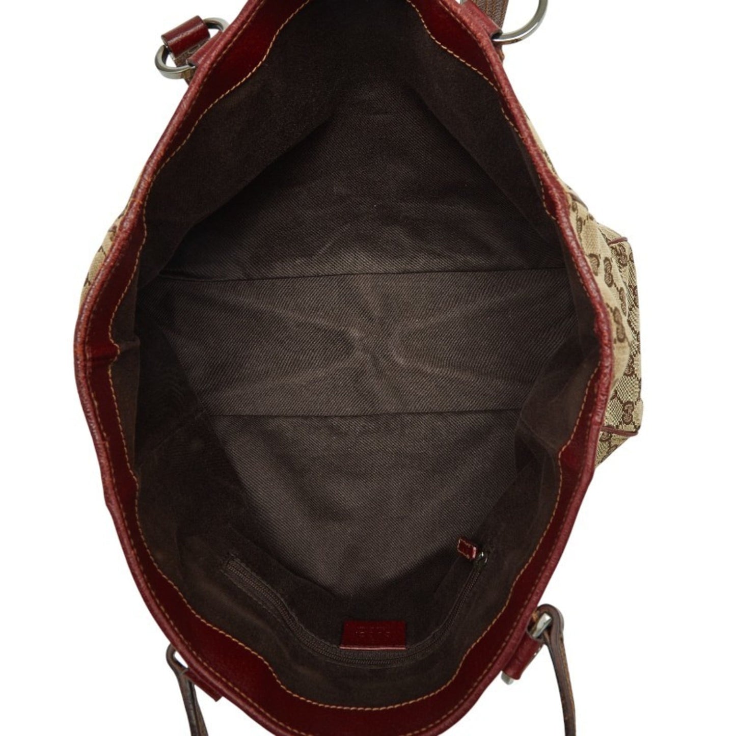 Gucci Beige Bordeaux Canvas Leather Handbag Tote Bag ( )