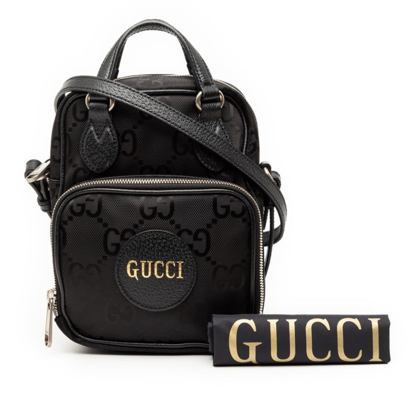 Gucci Black Nylon Leather Handbag Shoulder Bag ( )