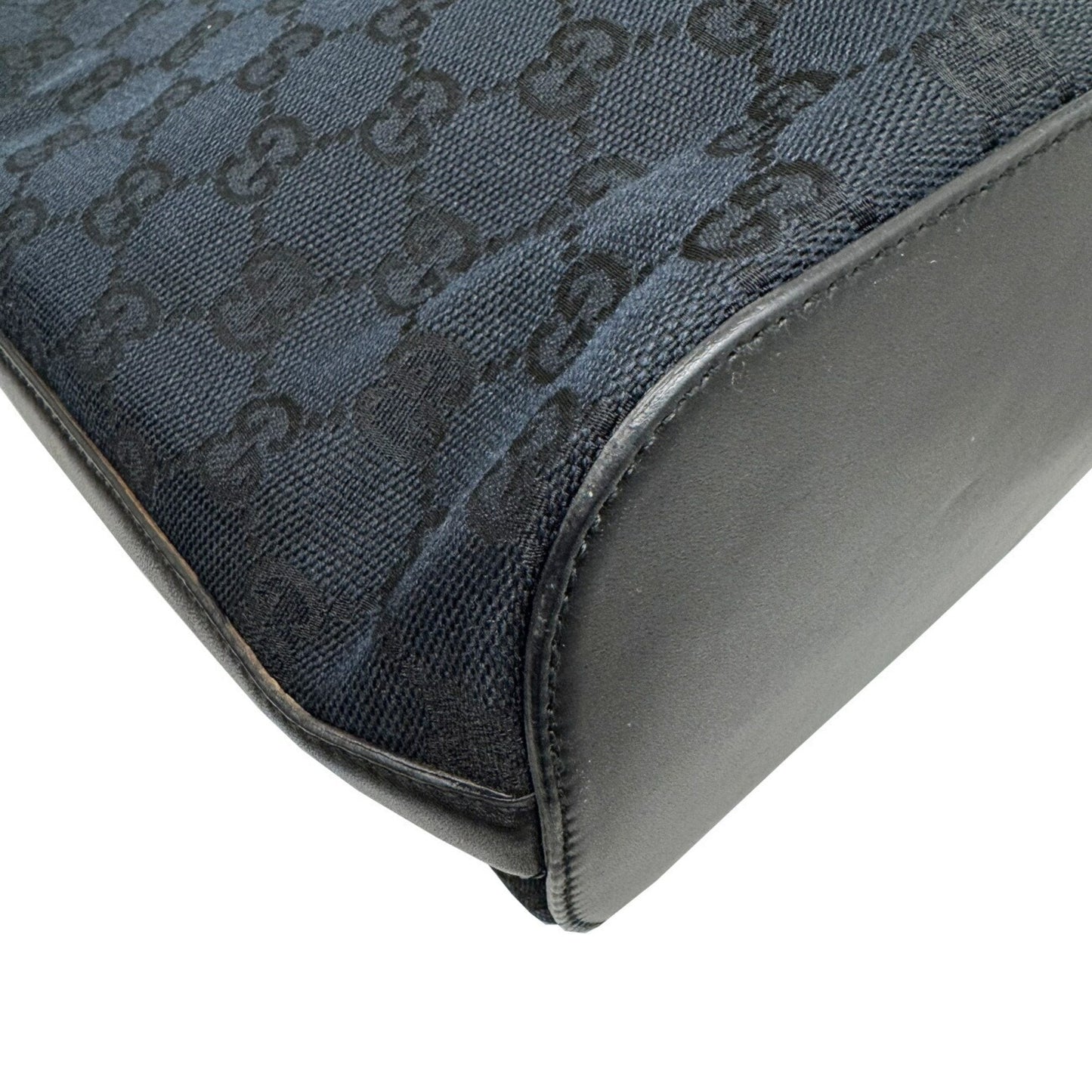 Gucci Black Gg Canvas Leather Shoulder Bag ( )