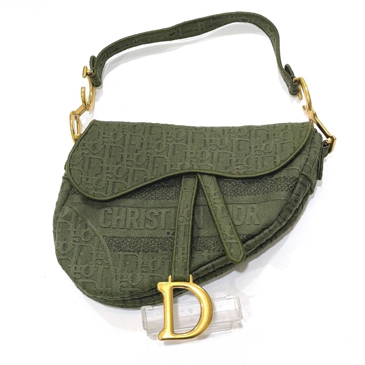 Christian Dior Khaki Canvas Handbag Saddle Bag ()