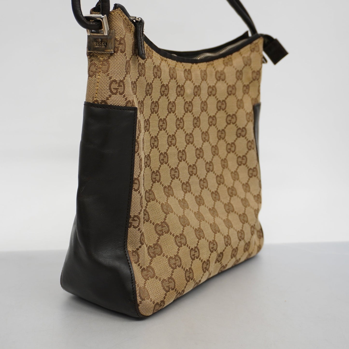 GUCCI Auth  GG Canvas Shoulder Bag 001 3766 Women's Leather Shoulder Bag Beige