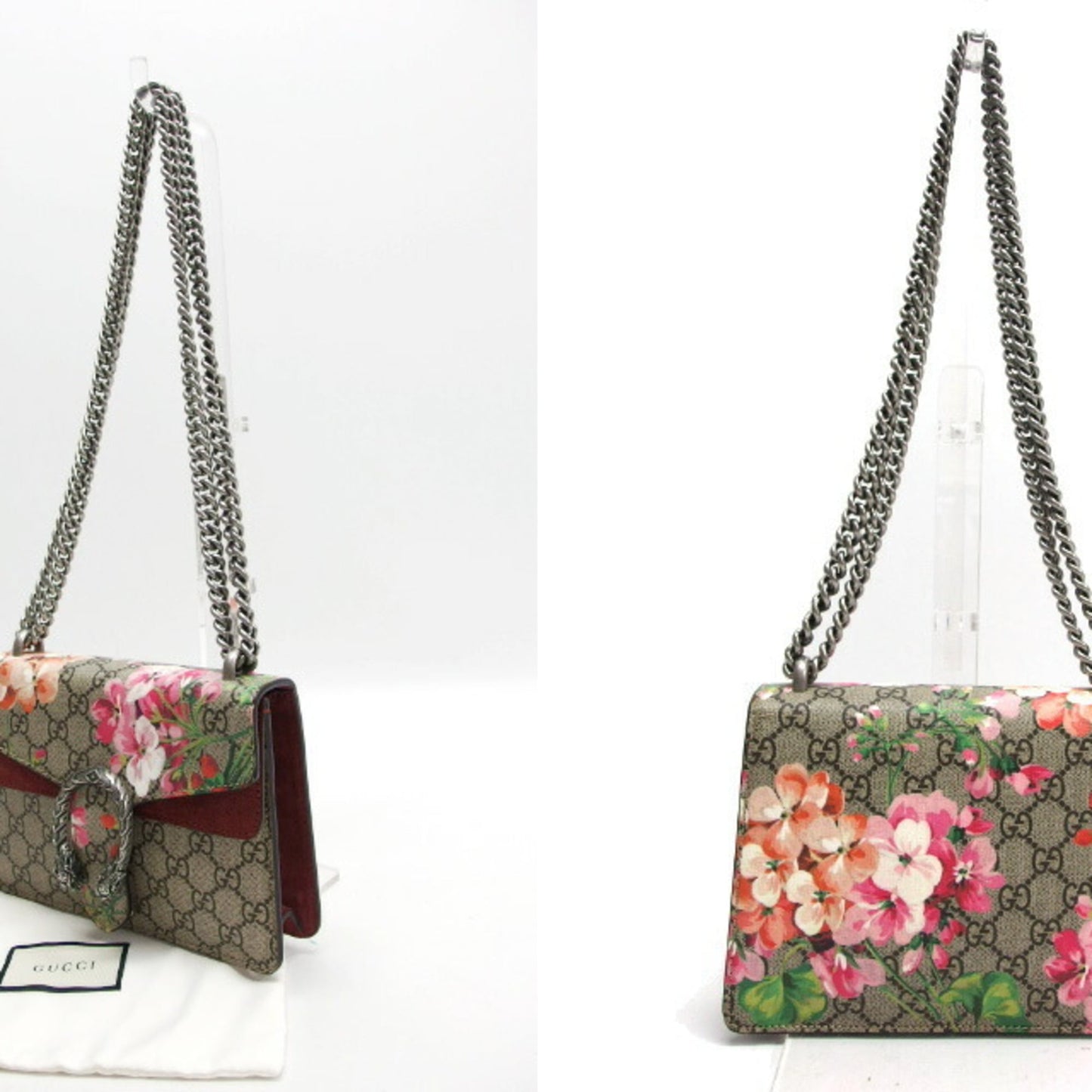 Gucci Beige Bordeaux Pink Coated Canvas Suede Shoulder Bag ( )