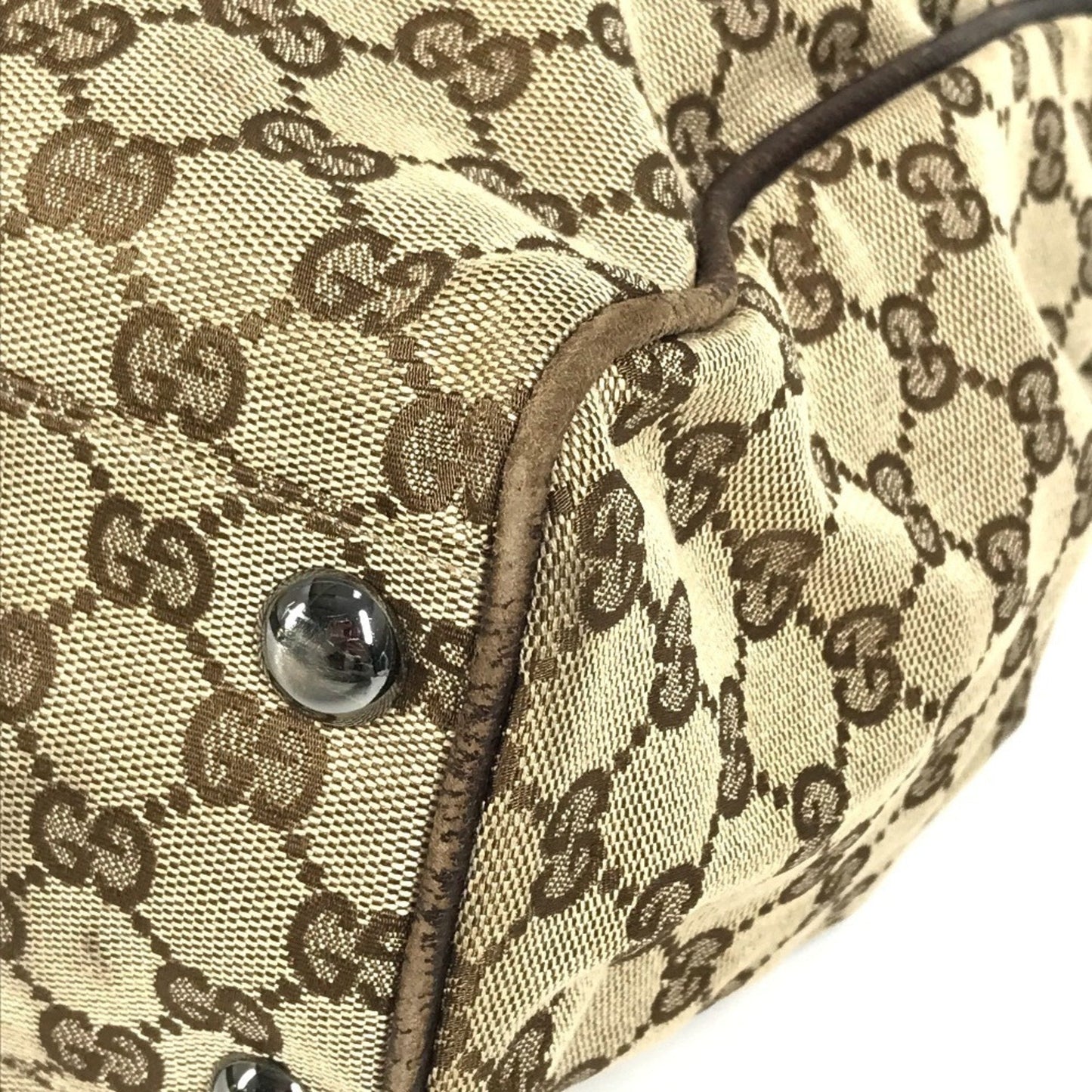 Gucci Beige Dark Brown Gg Canvas Shoulder Bag Tote Bag ( )