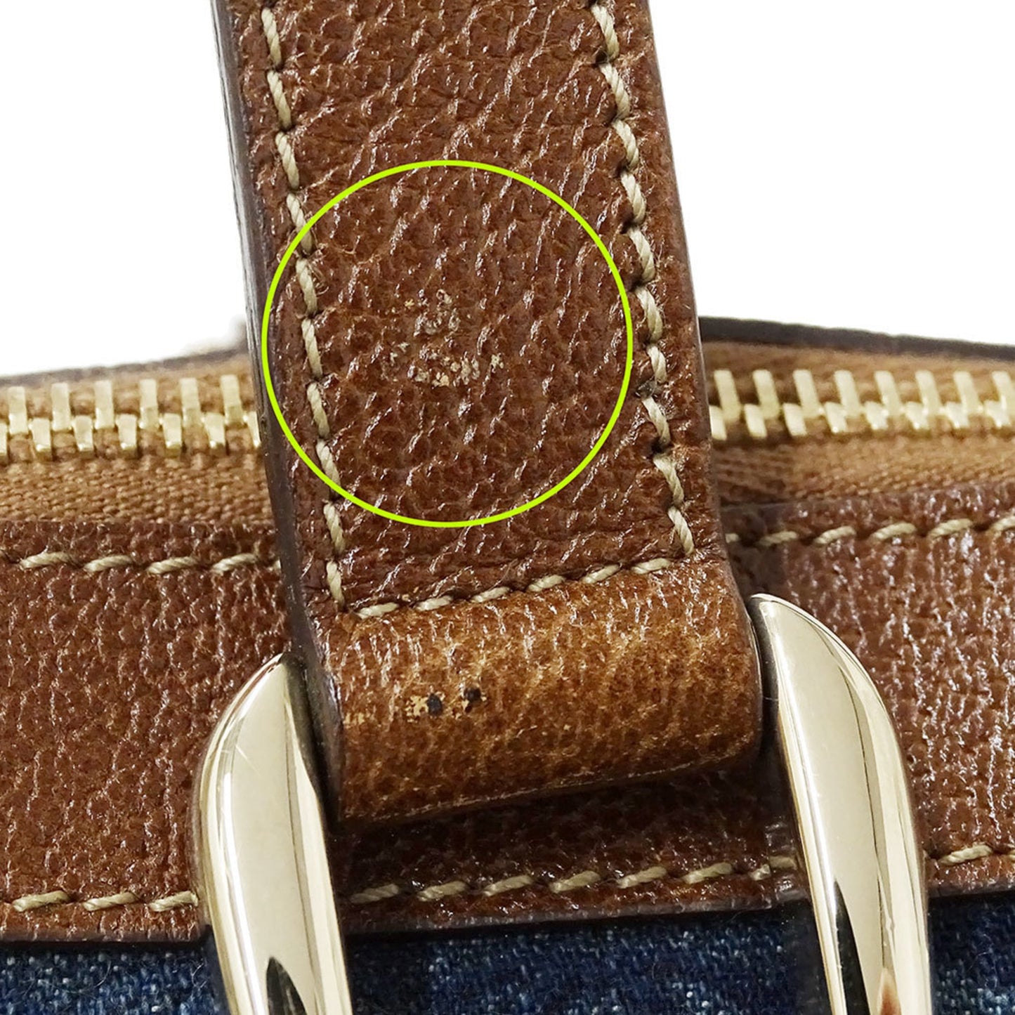 Gucci Blue Brown Denim Tote Bag ( )