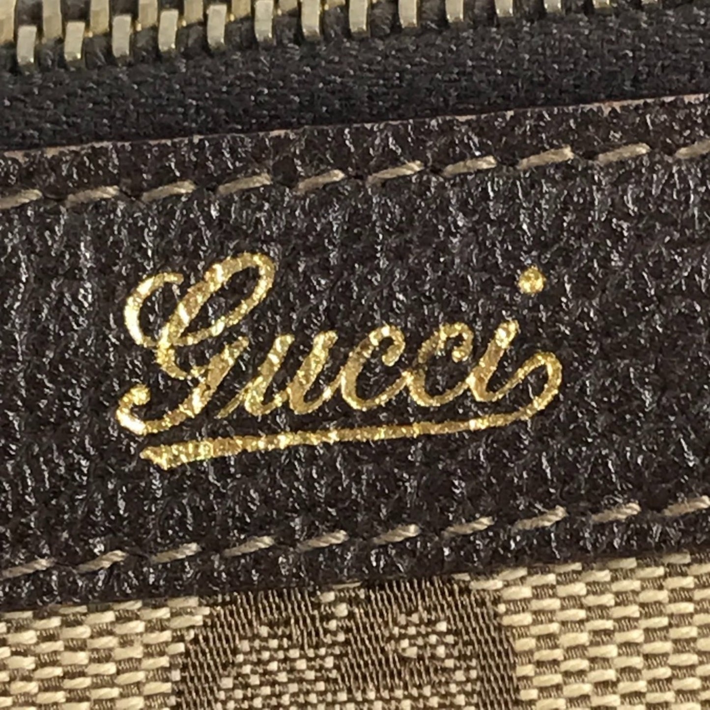 Gucci Beige Dark Brown Gg Canvas Leather Handbag Shoulder Bag Tote Bag ( )