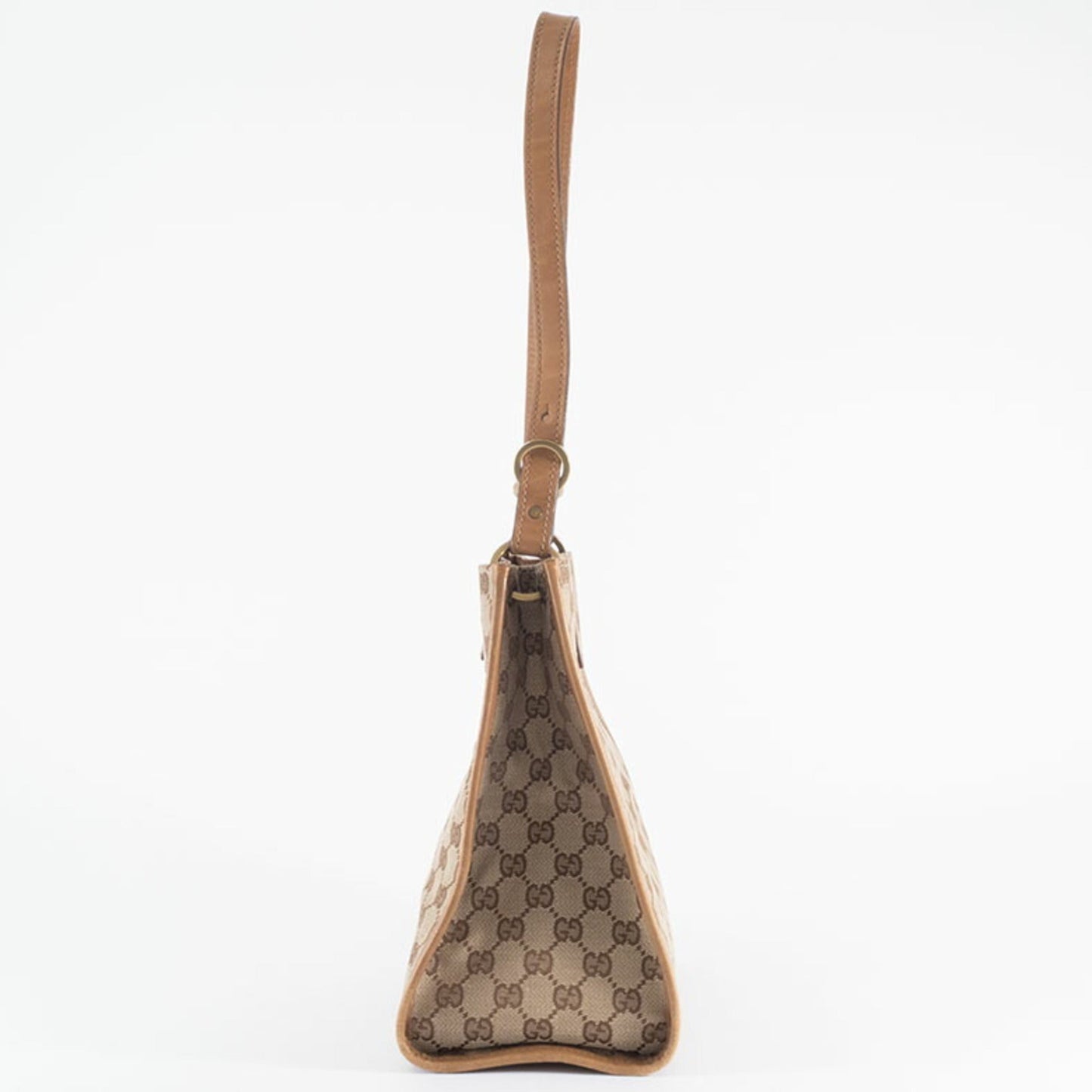 Gucci Gg Canvas Beige Brown Gg Canvas Leather Shoulder Bag ( )