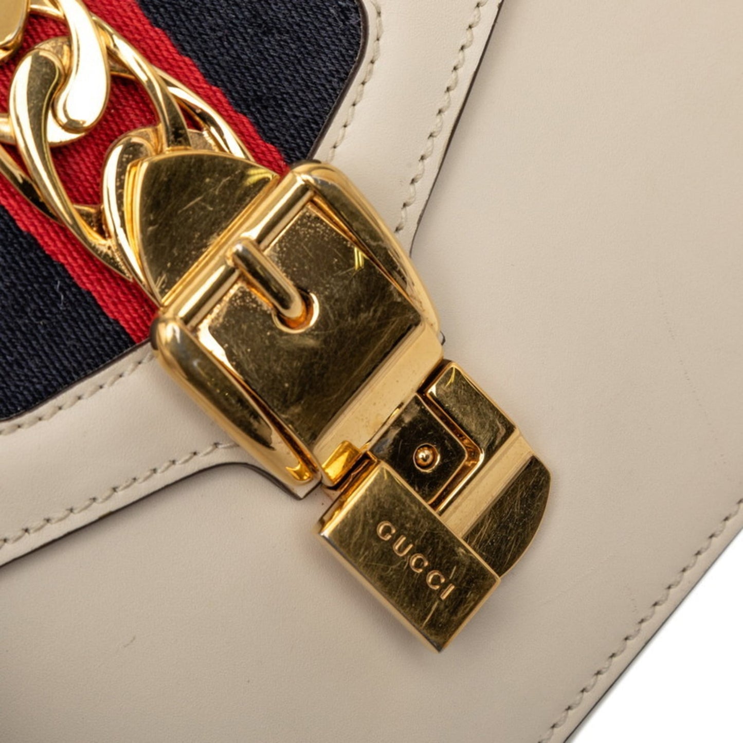 Gucci White Leather Handbag Shoulder Bag ( )