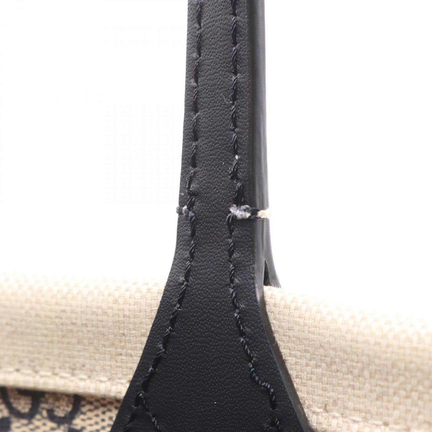 Gucci Ivory Navy Canvas Leather Tote Bag ( )