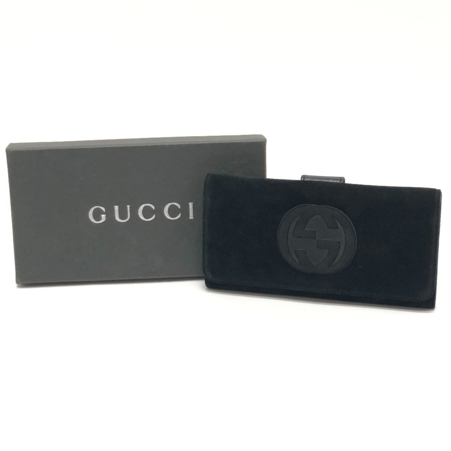 Gucci Black Suede Leather Long Wallet (Bi-Fold) ( )